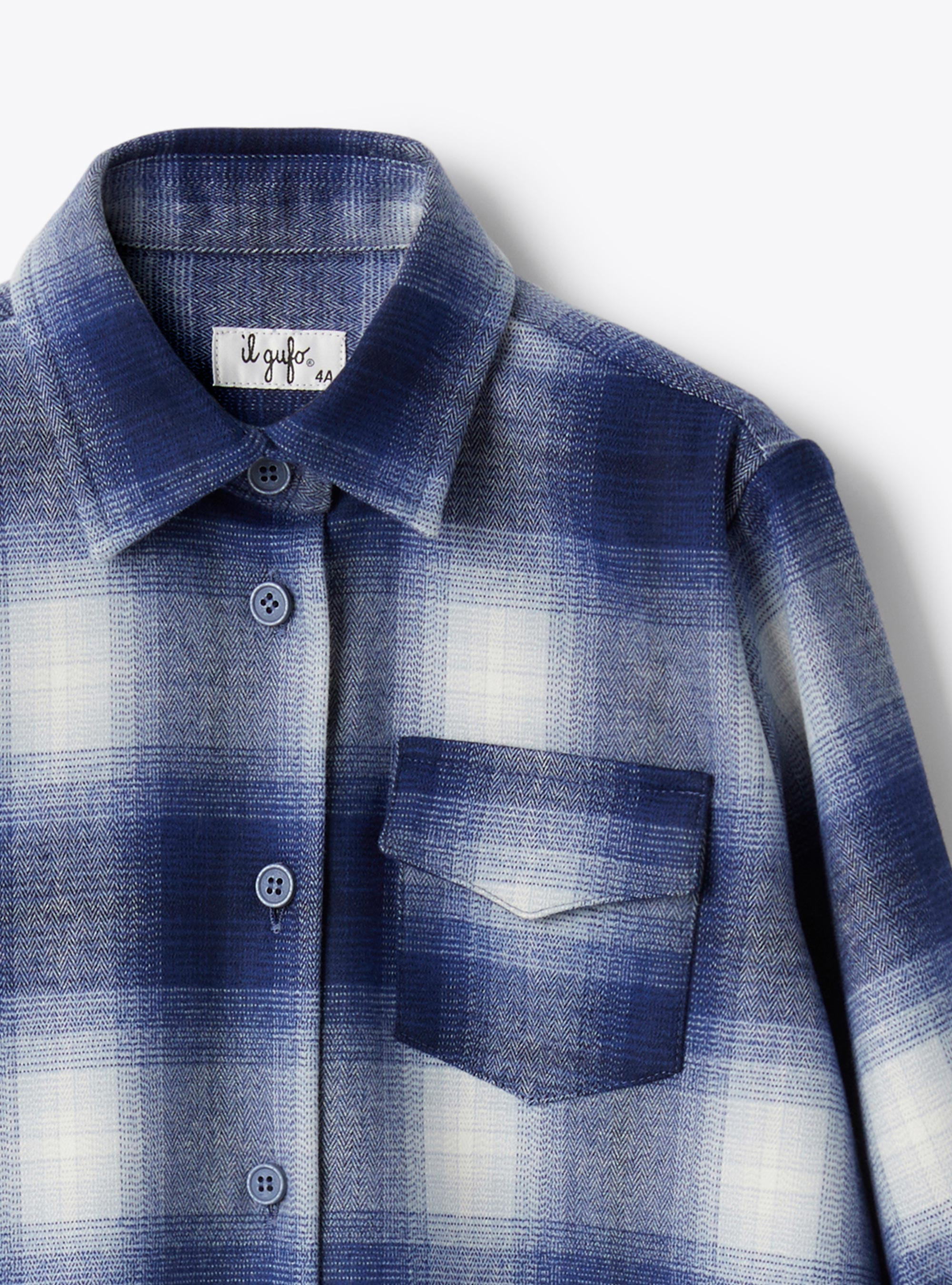 Checkered techno-wool shirt dress - Blue | Il Gufo