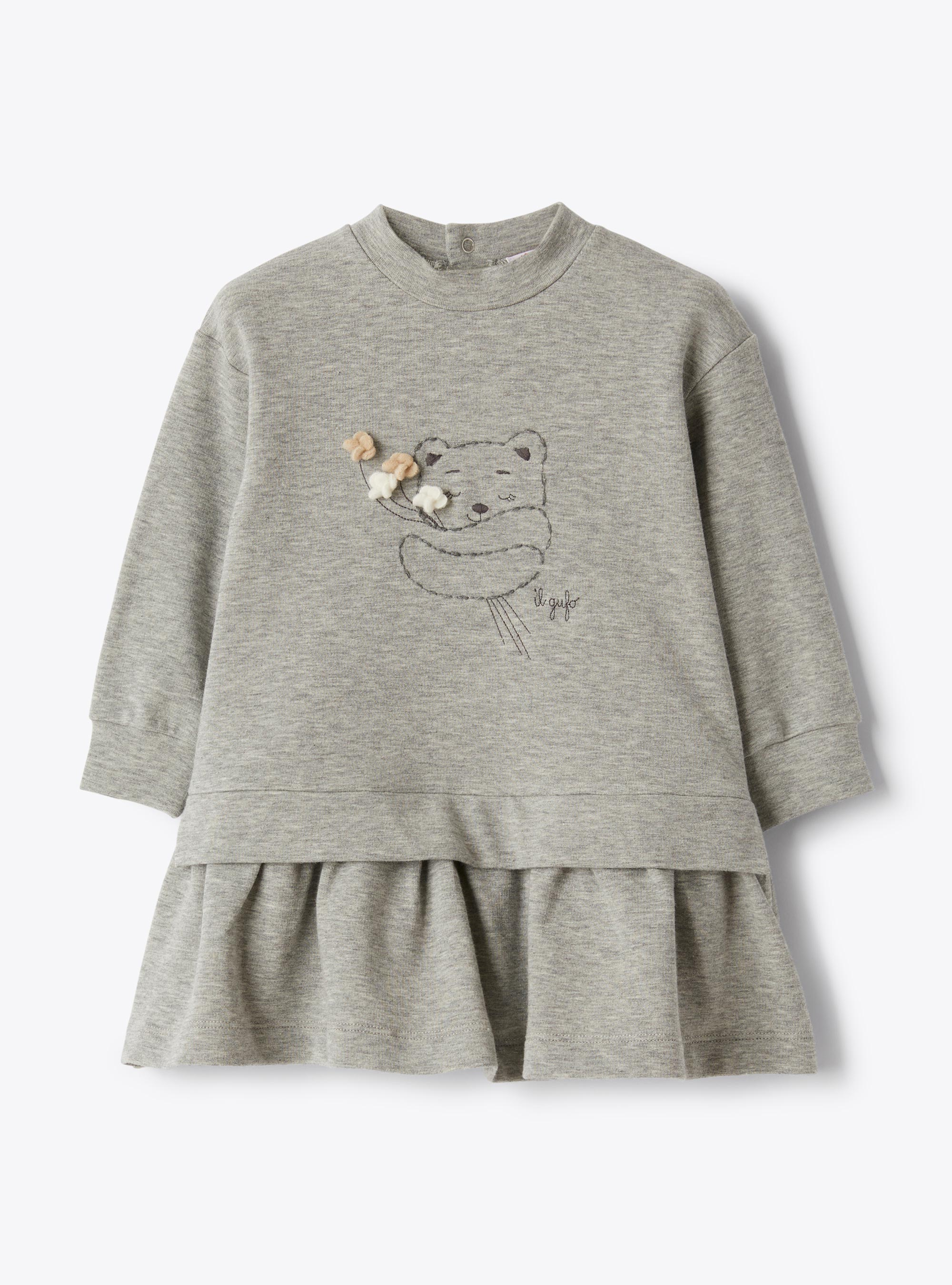 Cotton fleece dress with embroidery - Dresses - Il Gufo