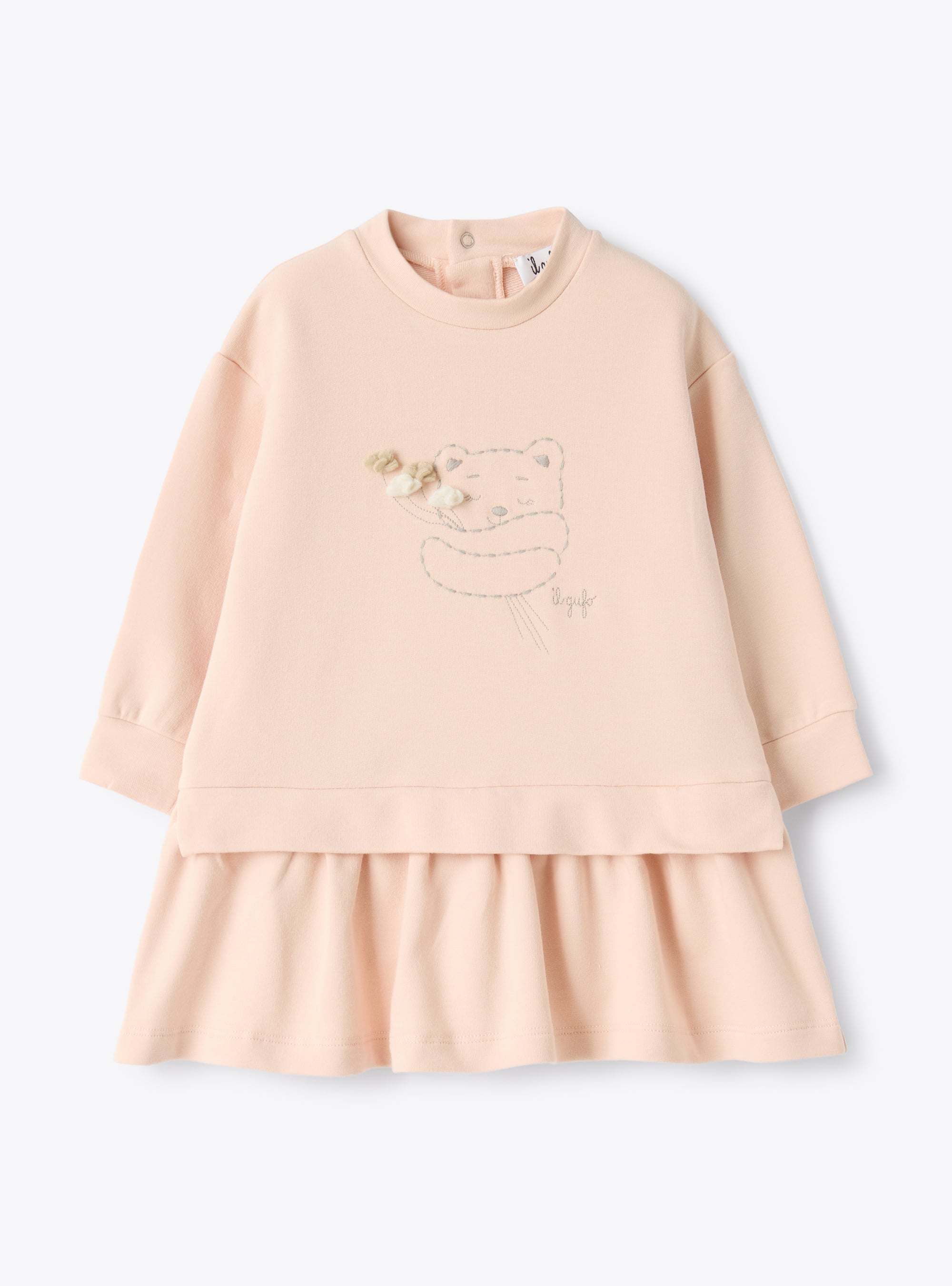 Cotton fleece dress with embroidery - Dresses - Il Gufo