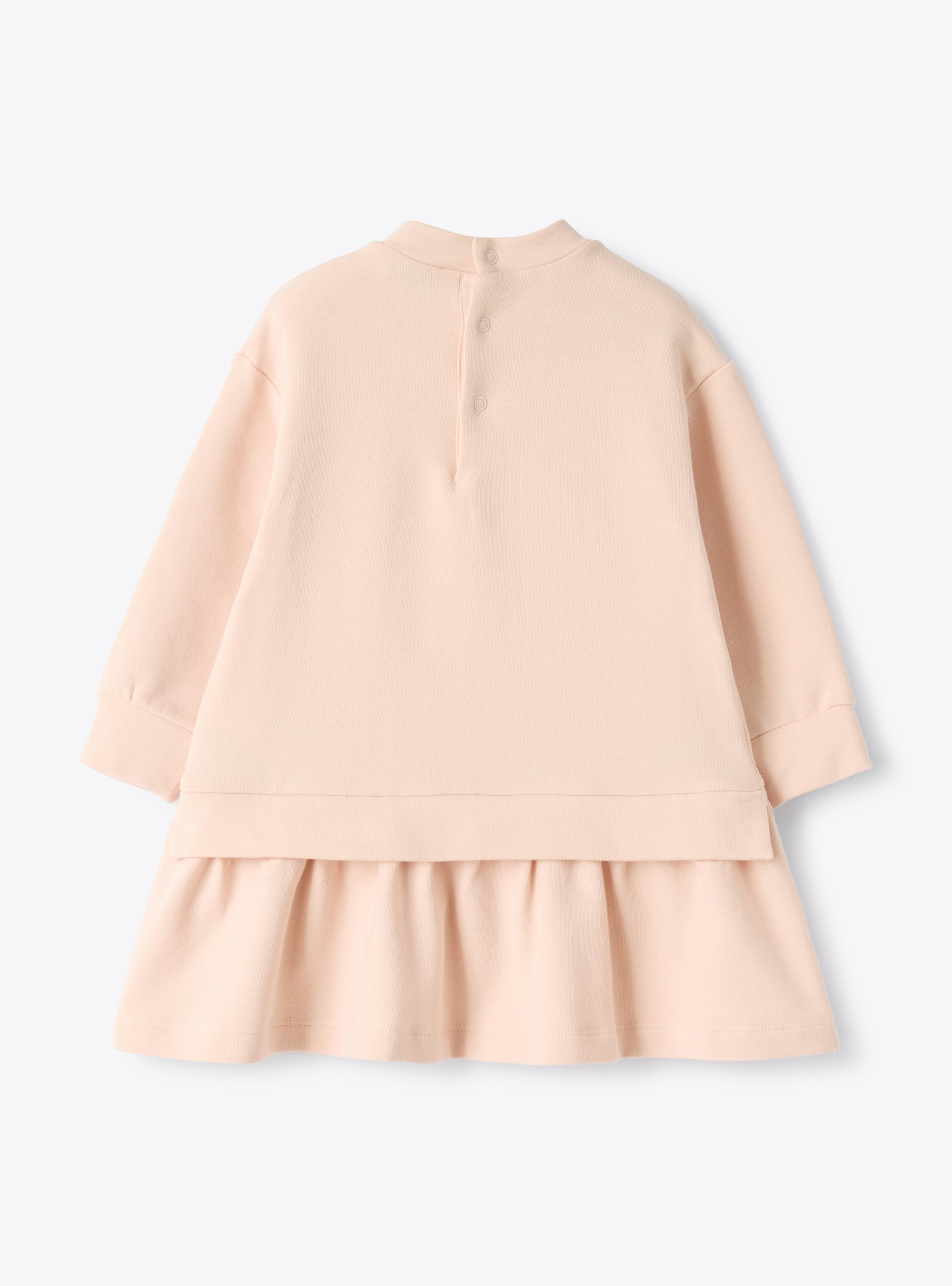 Cotton fleece dress with embroidery - Pink | Il Gufo