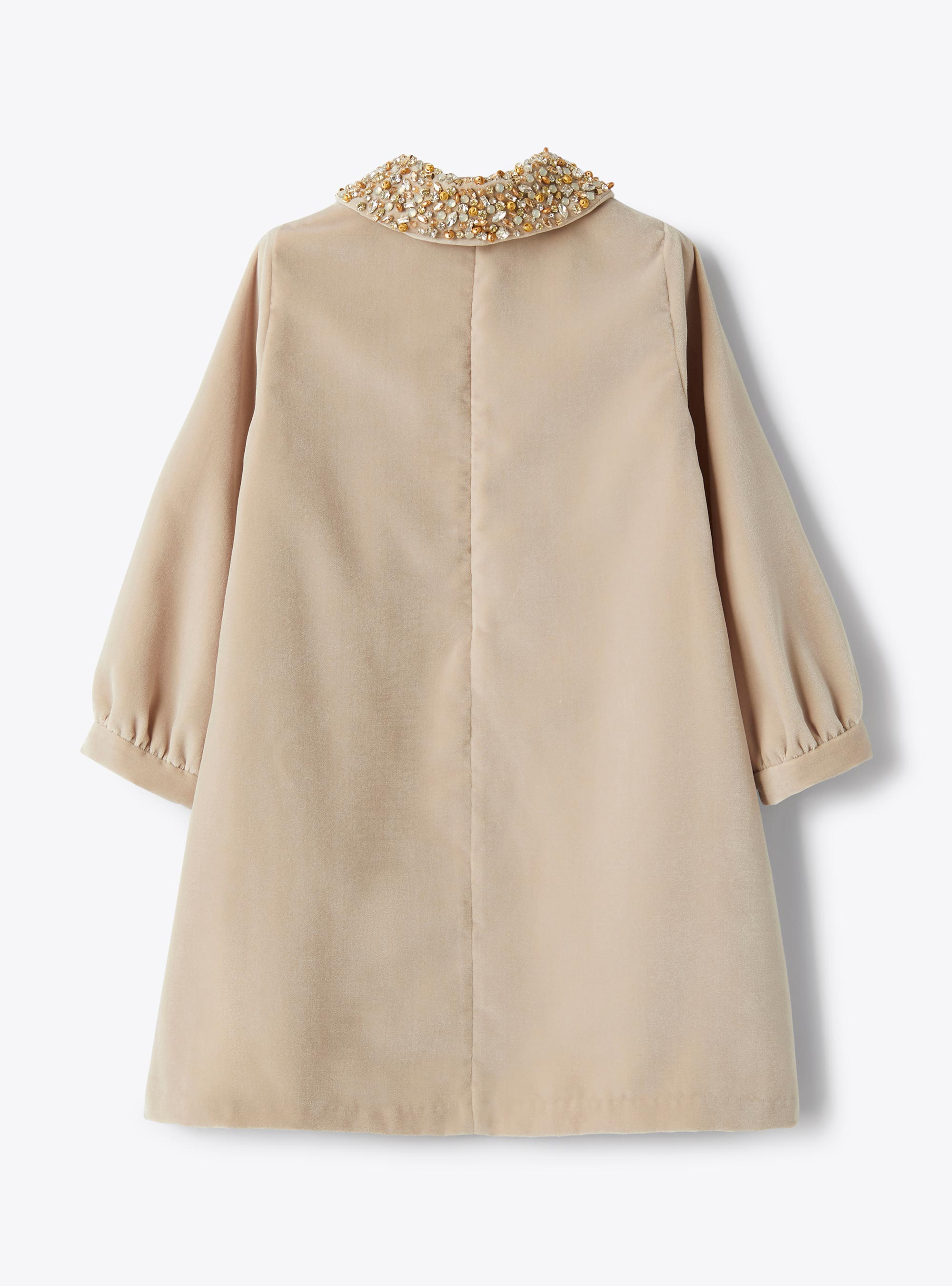 Velvet dress with removable collar - Beige | Il Gufo