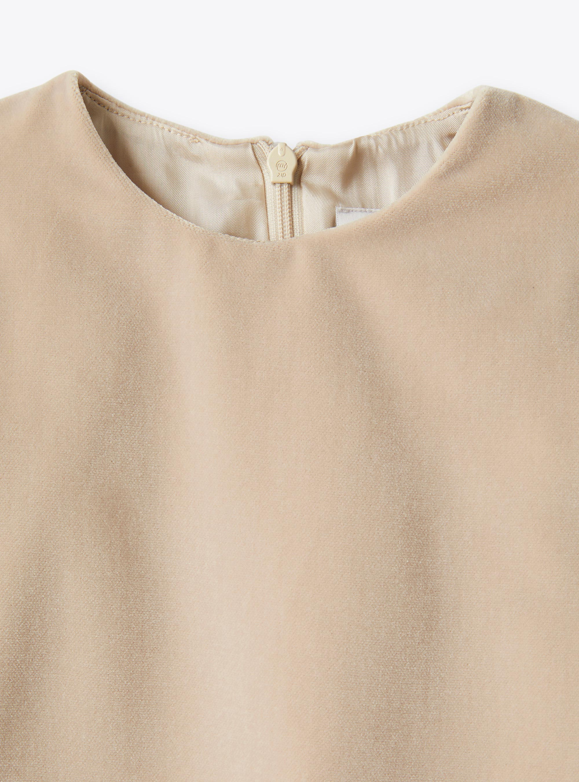 Velvet dress with removable collar - Beige | Il Gufo