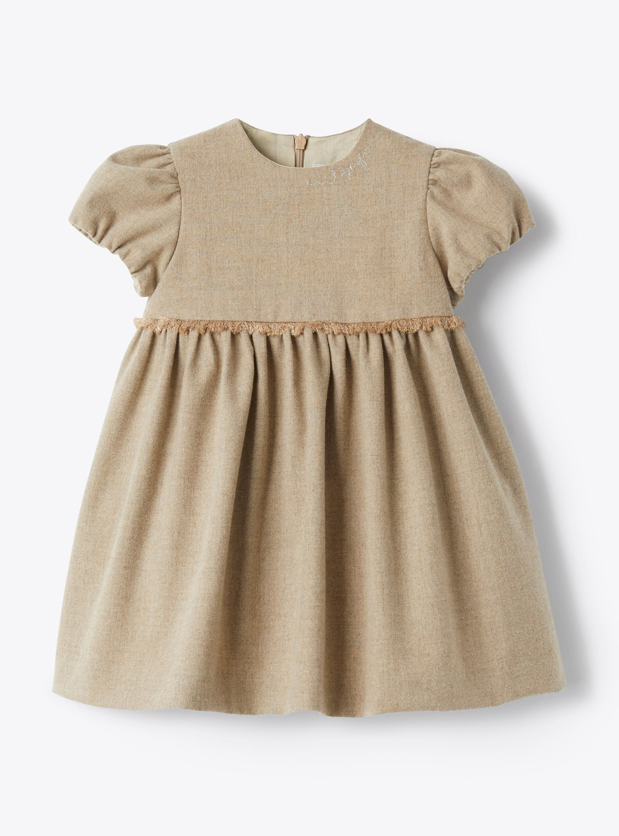 techno-wool with elastic puff sleeves. - Brown | Il Gufo