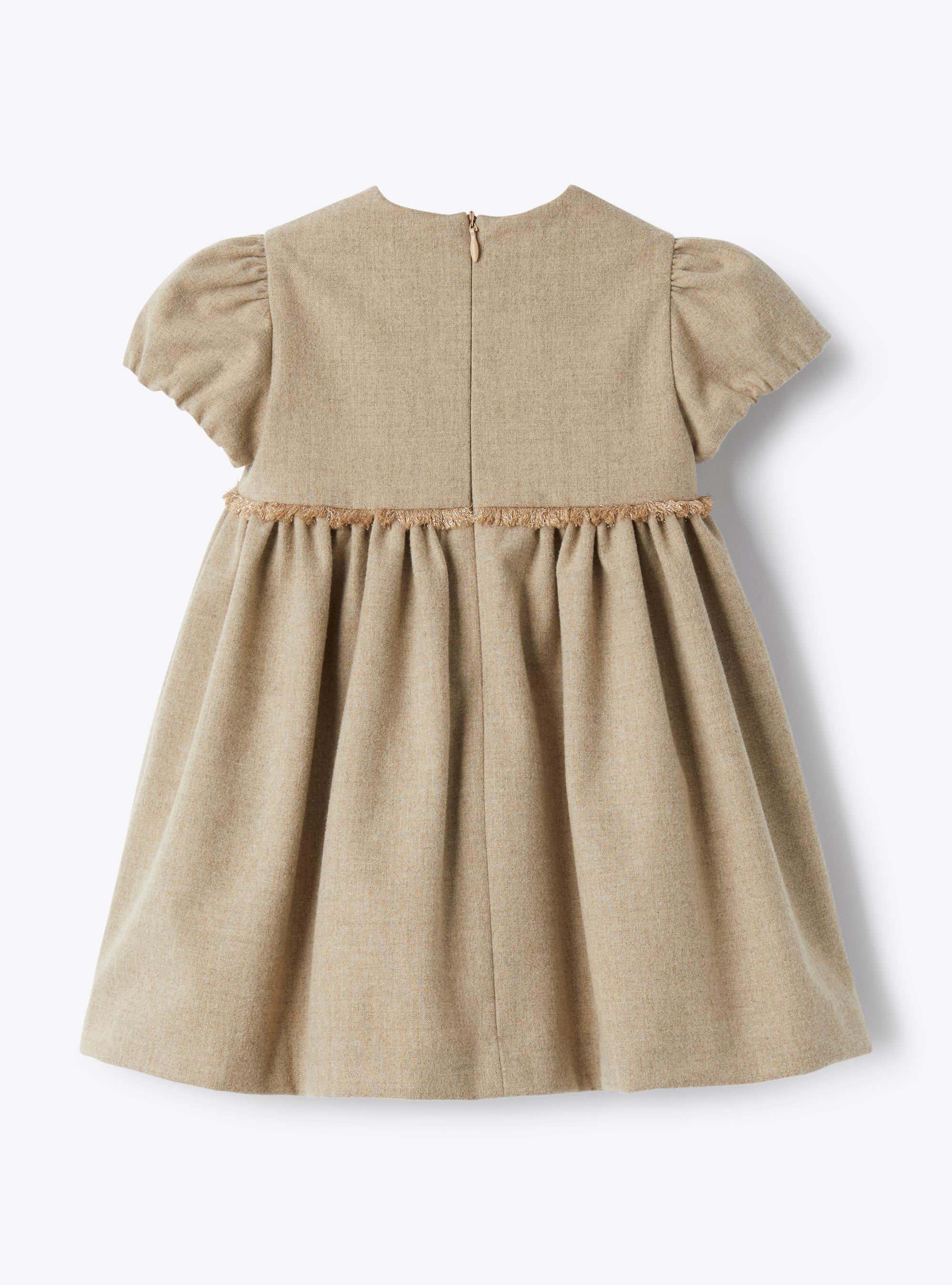 techno-wool with elastic puff sleeves. - Brown | Il Gufo