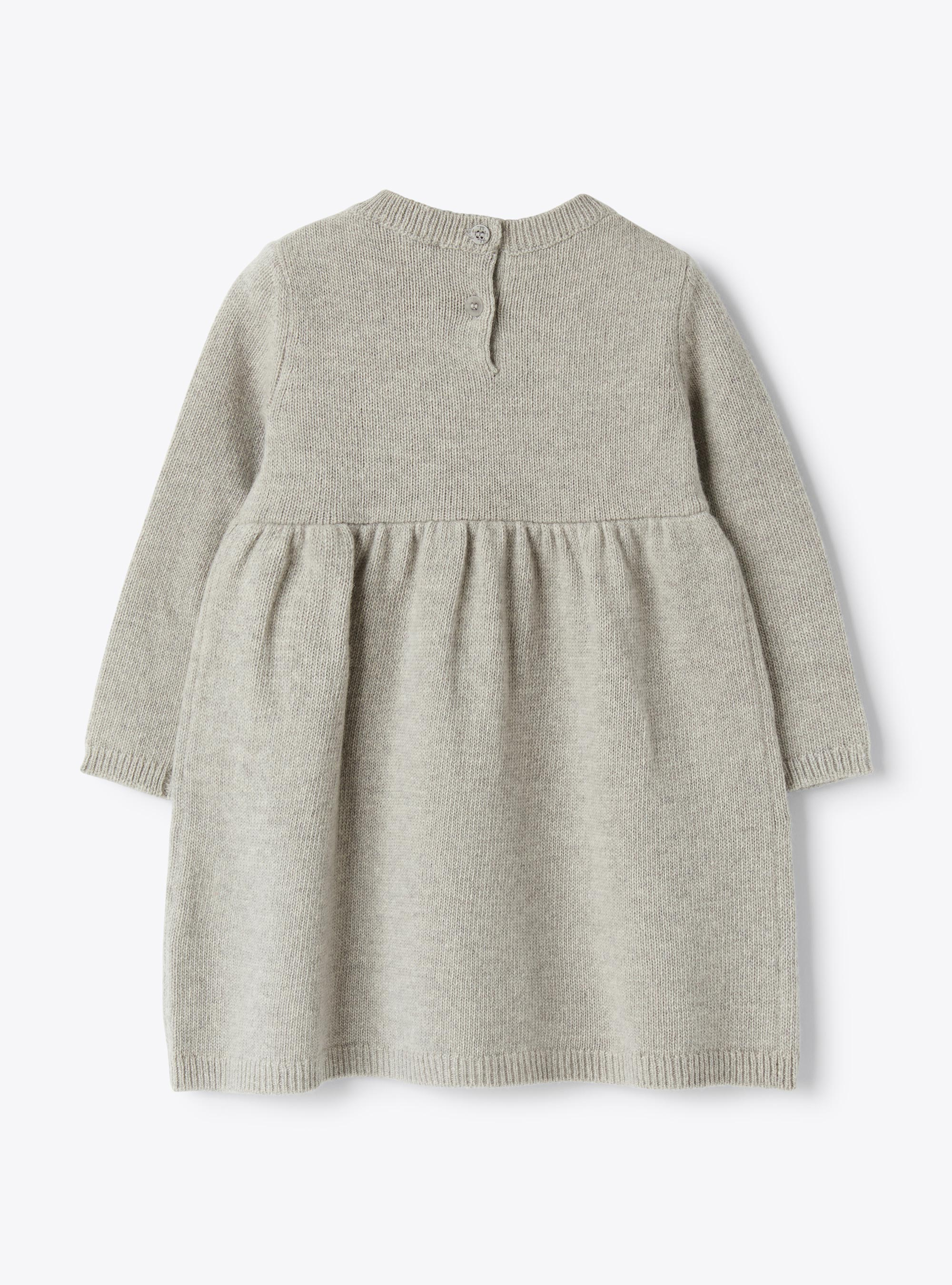 Robe en laine avec broderies - Gris | Il Gufo