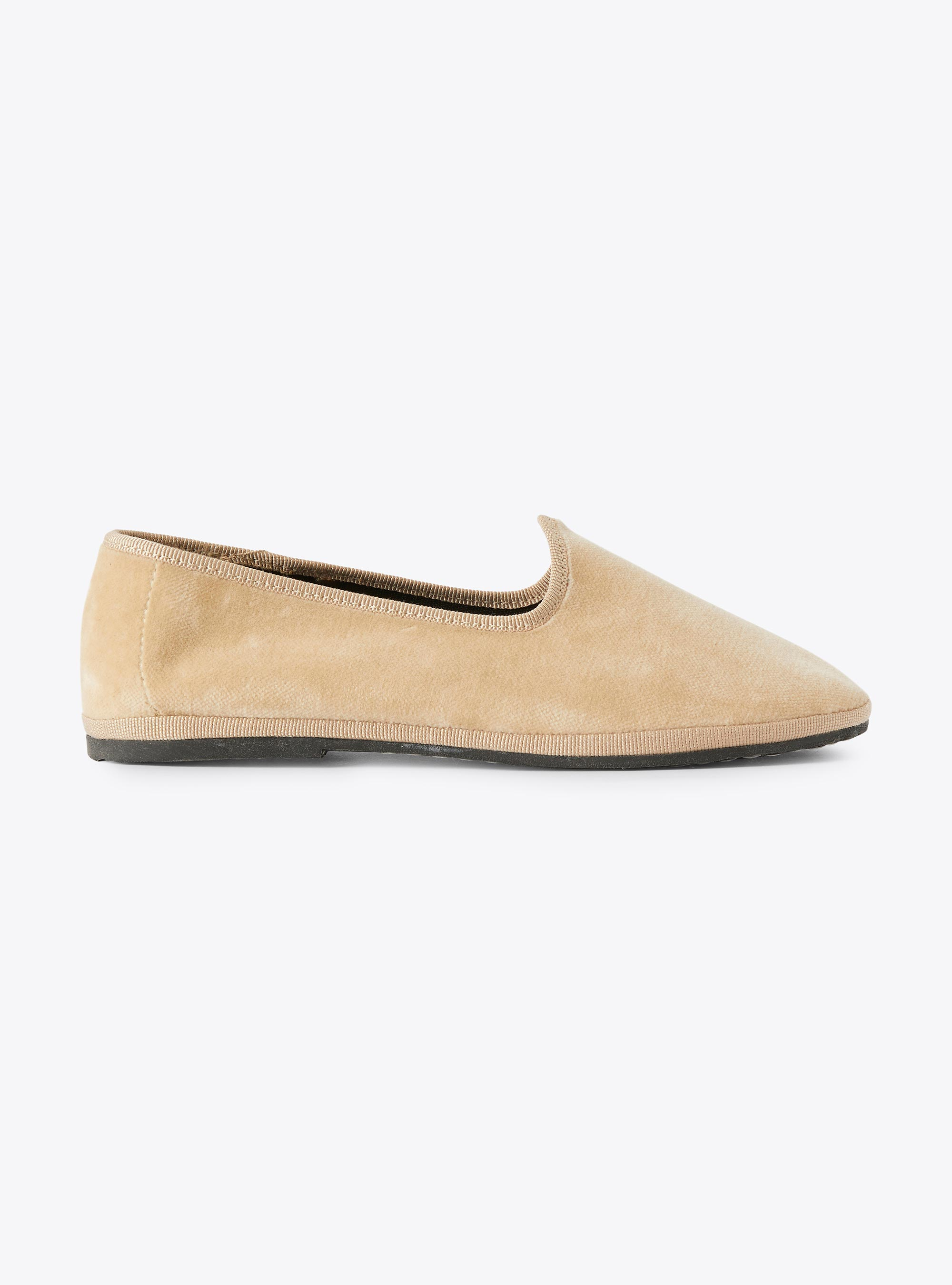 Slipper aus glattem Samt - Beige | Il Gufo