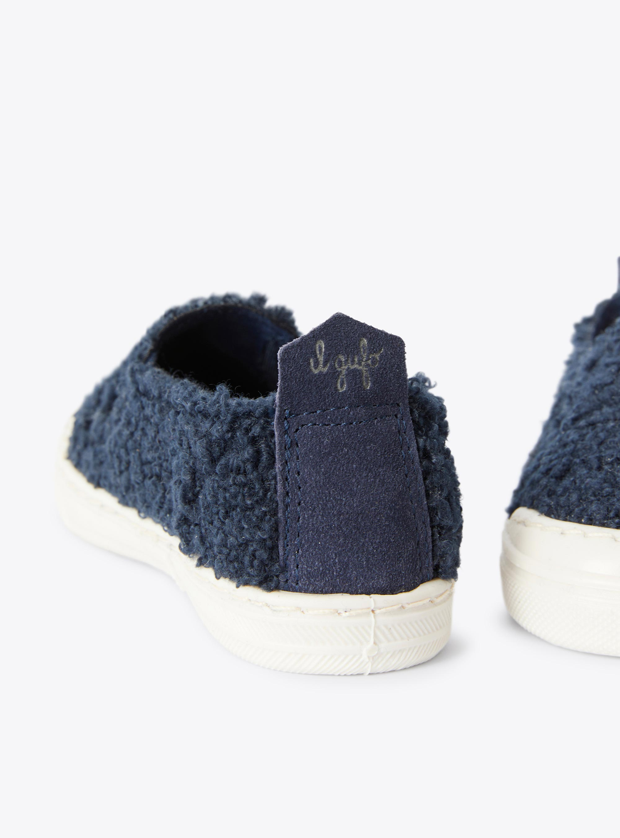 Slip-on-Schuhe aus Teddyplüsch - Blau | Il Gufo