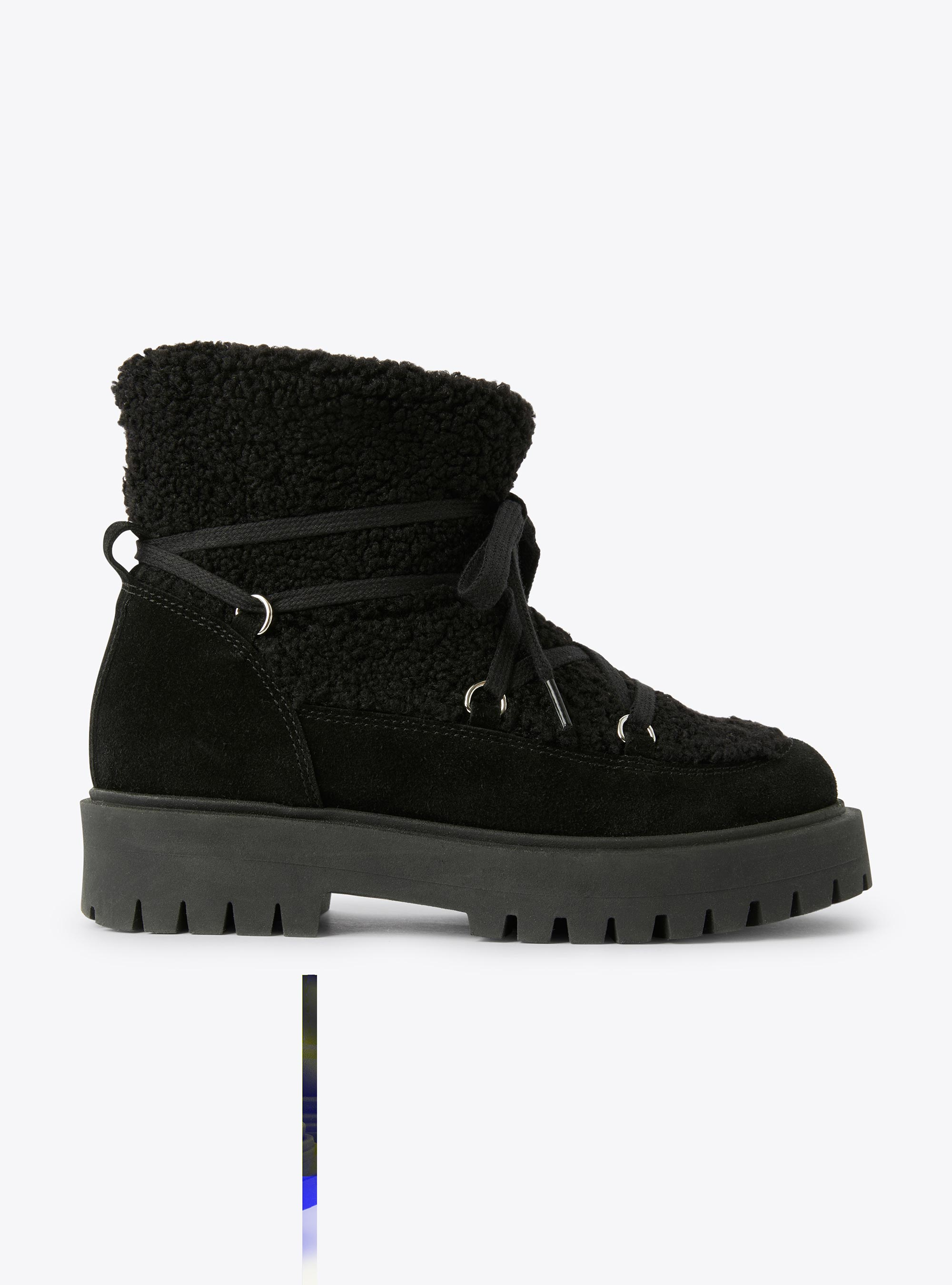 Curly wool and nubuck ankle boots - Black | Il Gufo