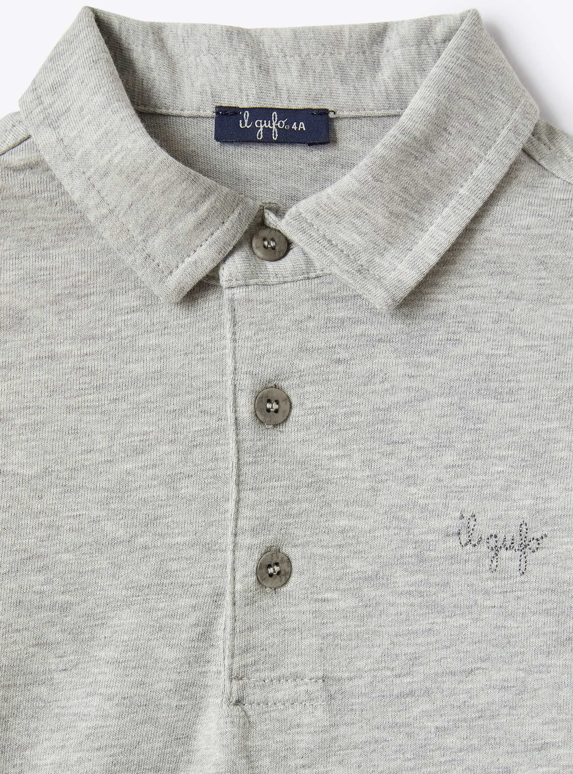 Grey mélange jersey polo shirt - Grey | Il Gufo
