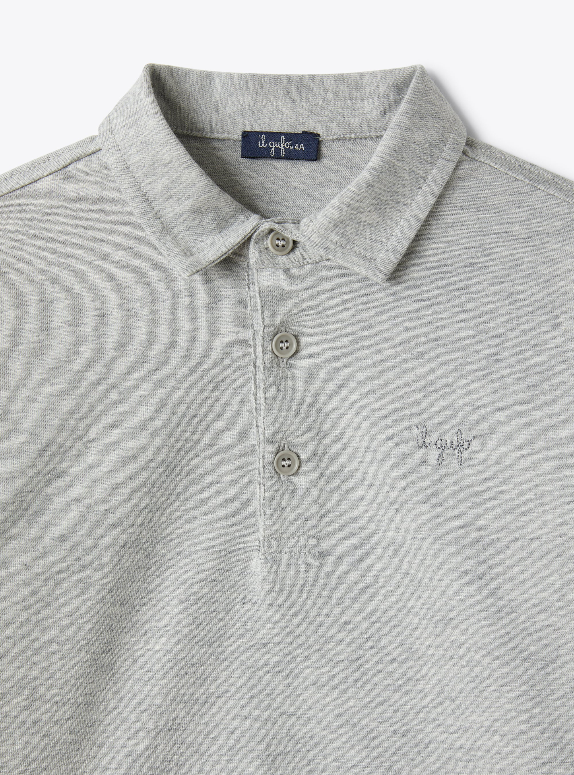 Grey mélange jersey polo shirt - Grey | Il Gufo