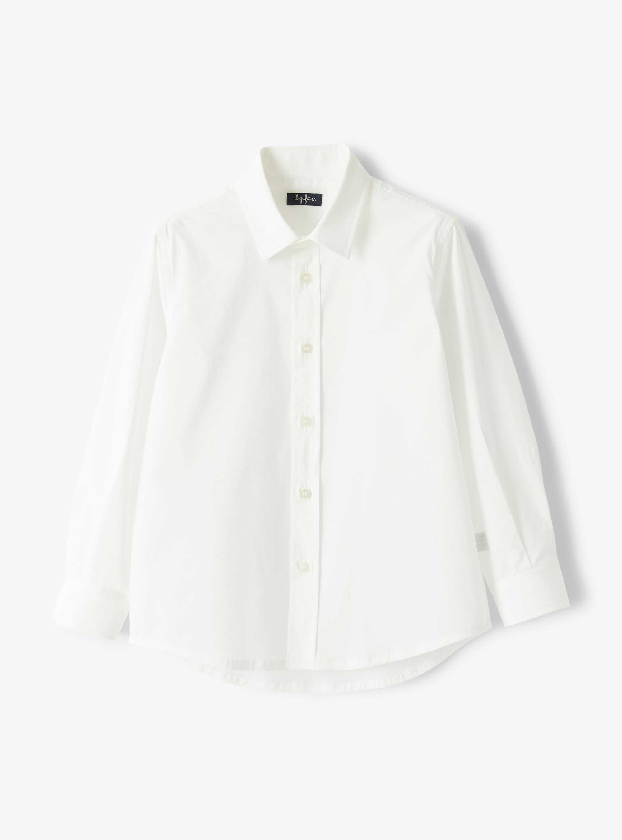 Stretch poplin shirt with breast pocket - White | Il Gufo