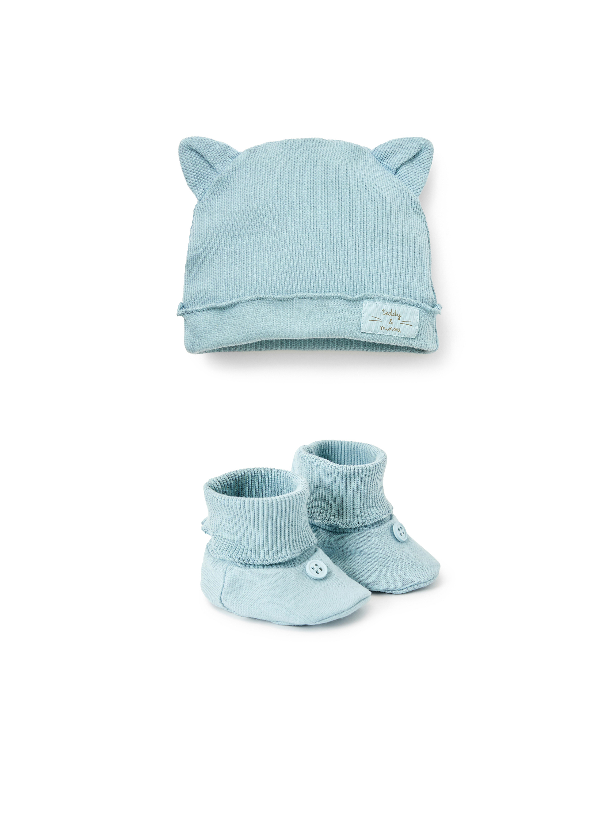 Light blue hat and shoes set - Light blue | Il Gufo