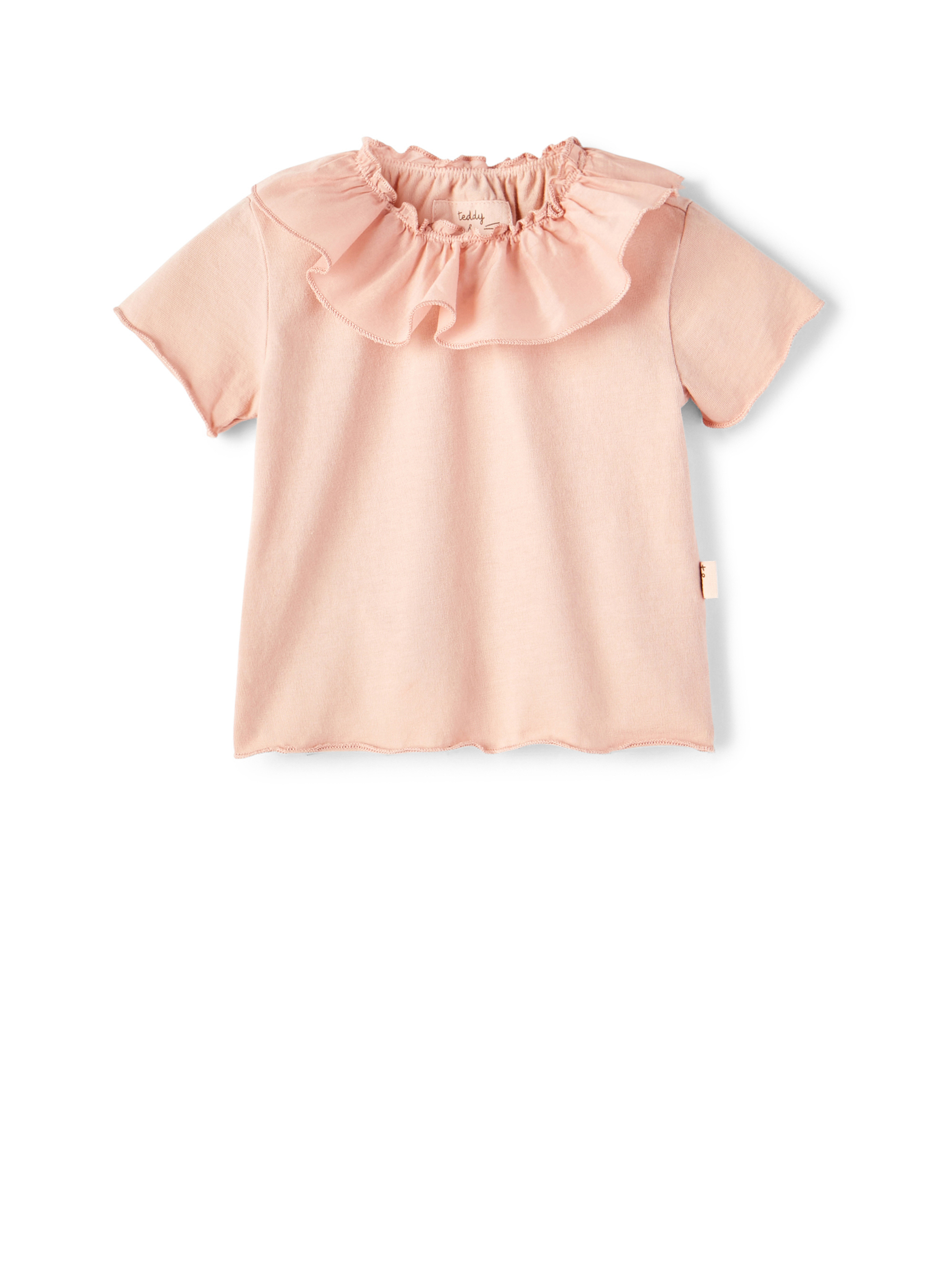 Pink jersey t-shirt with ruffles - Pink | Il Gufo