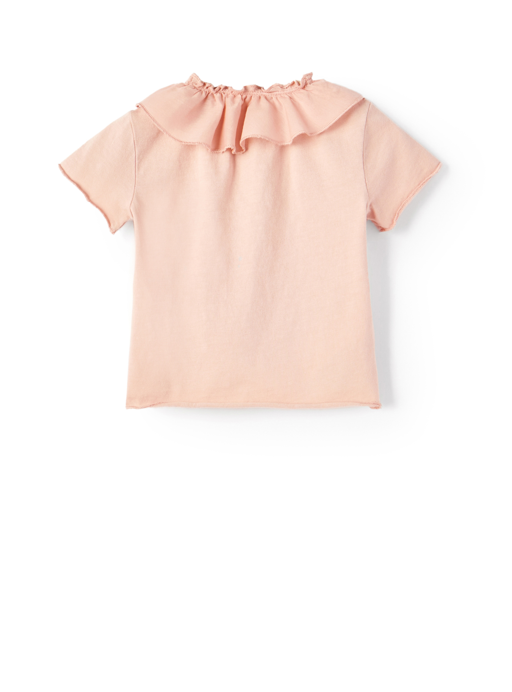 Pink jersey t-shirt with ruffles - Pink | Il Gufo