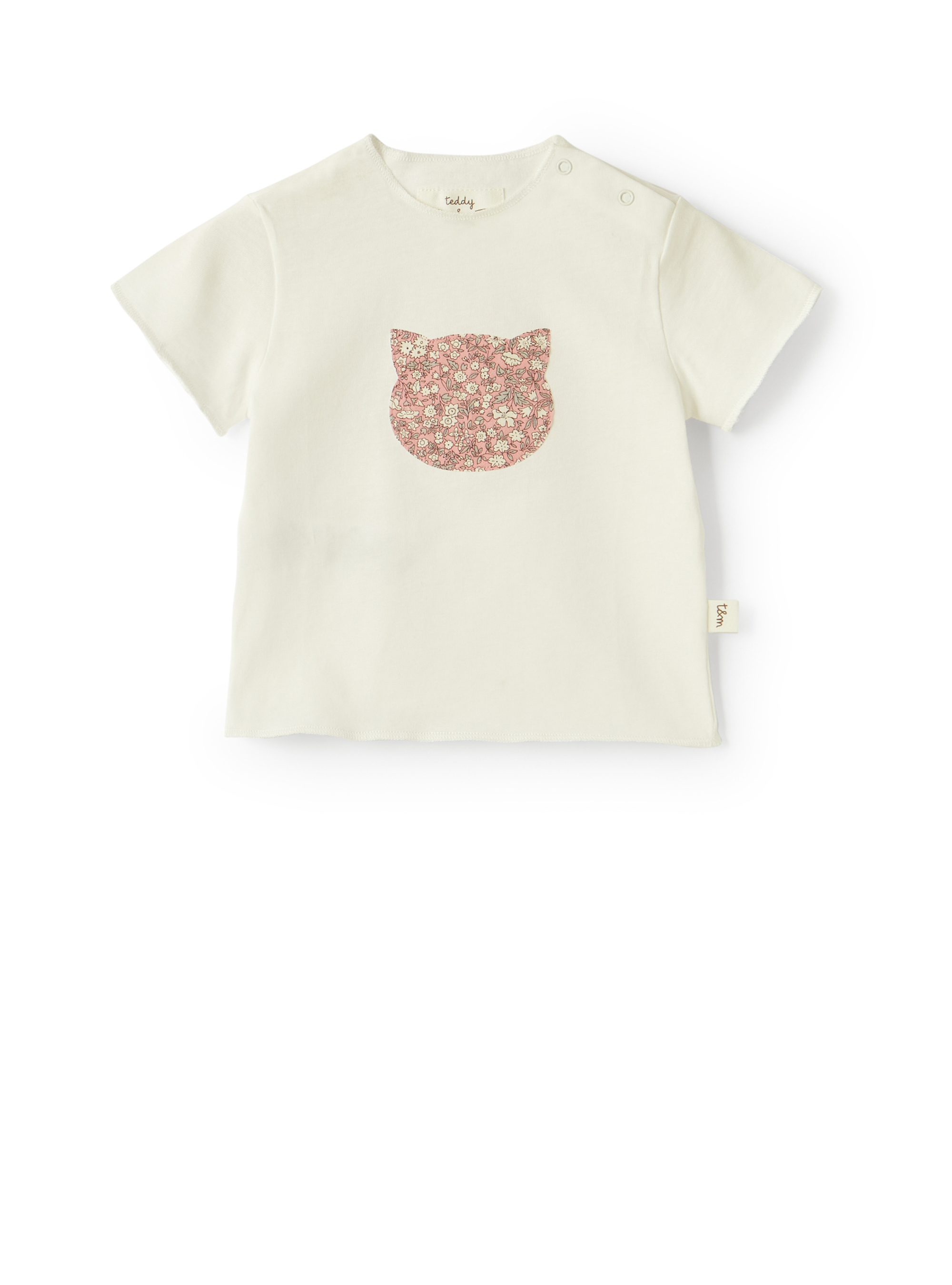 T-Shirt mit gemustertem Kätzchen - Weiss | Il Gufo