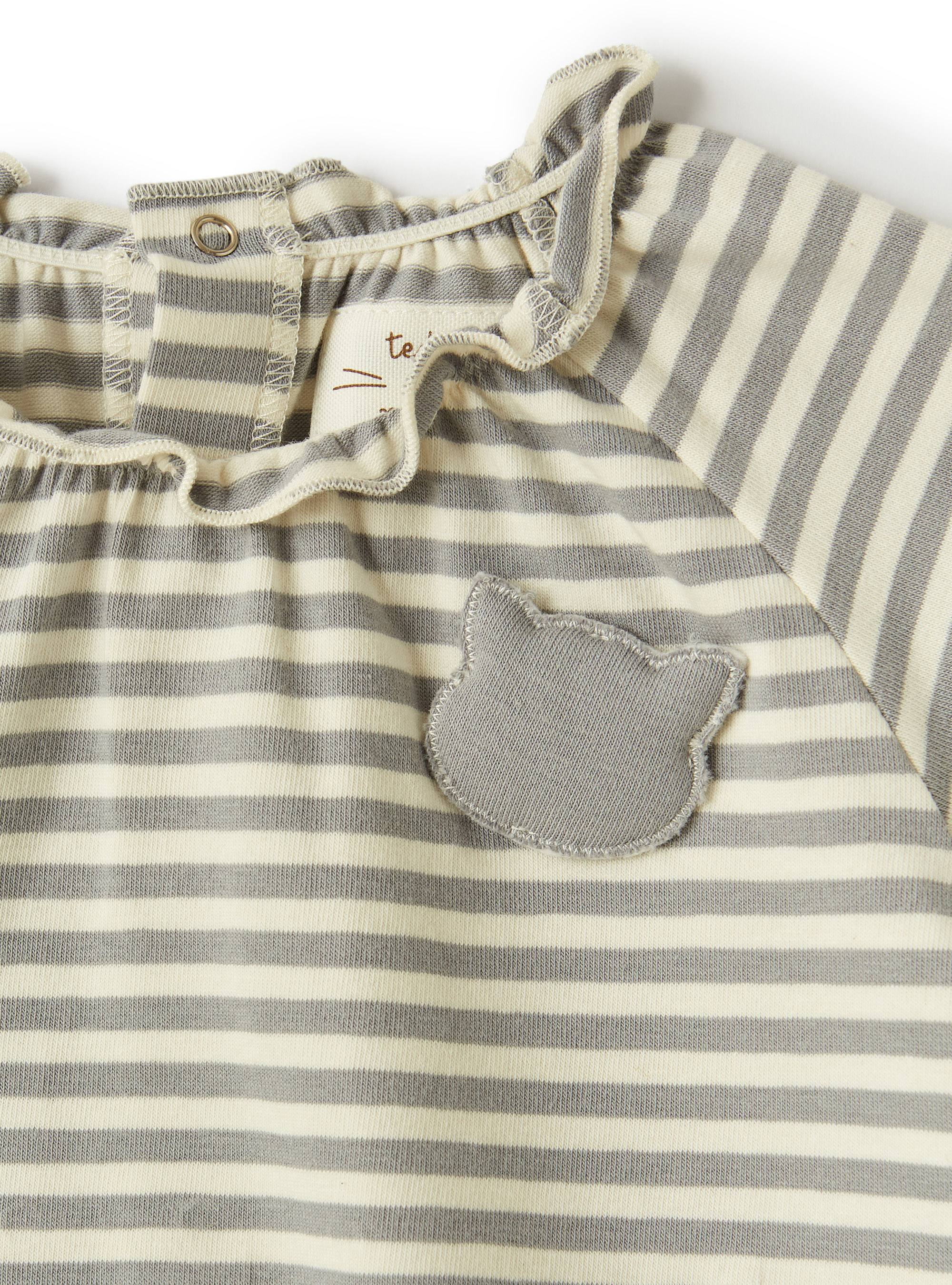 Striped jersey short onesie - Grey | Il Gufo