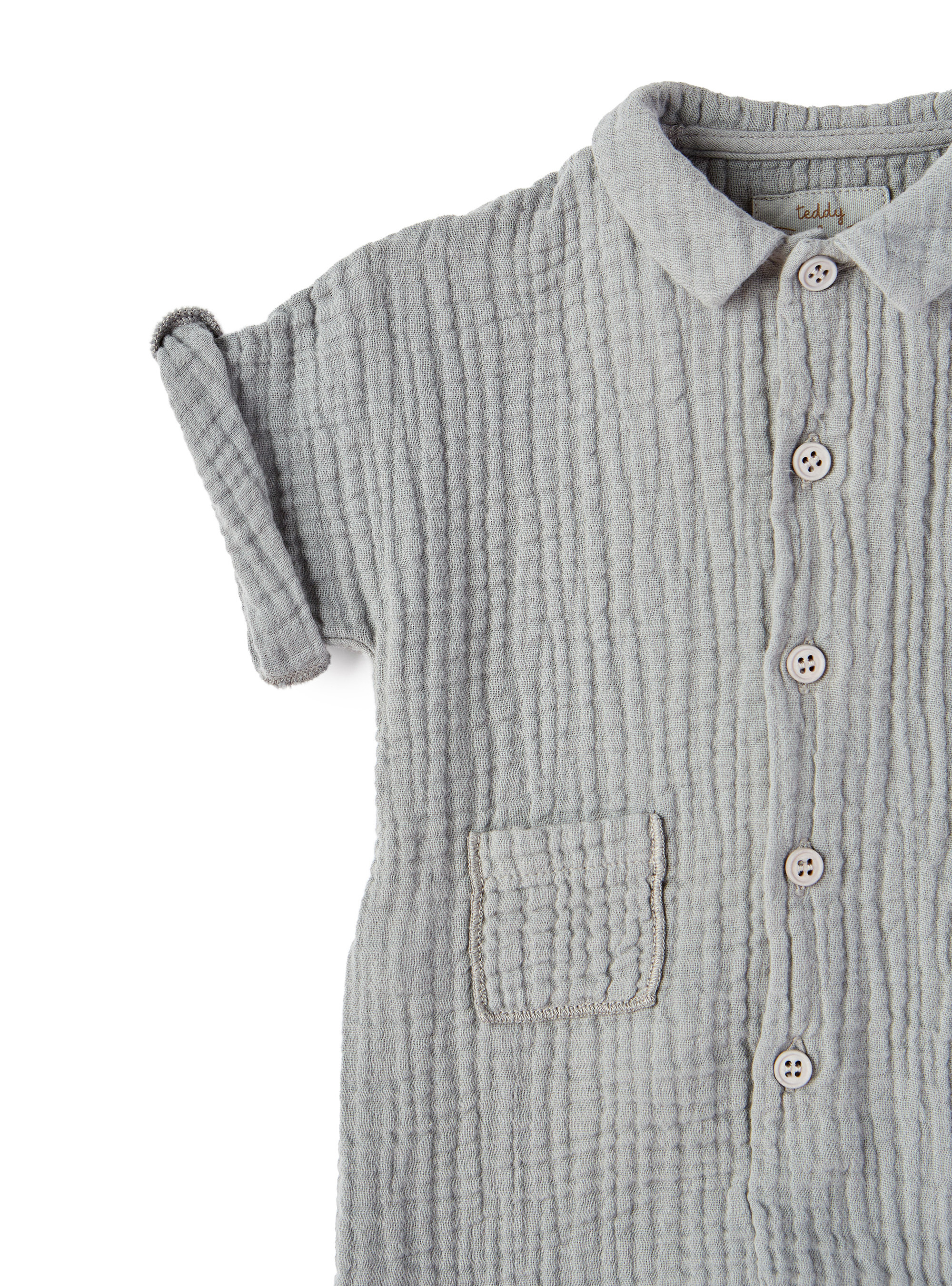 Langer Schlafanzug aus grauer Mullfaser - Grau | Il Gufo