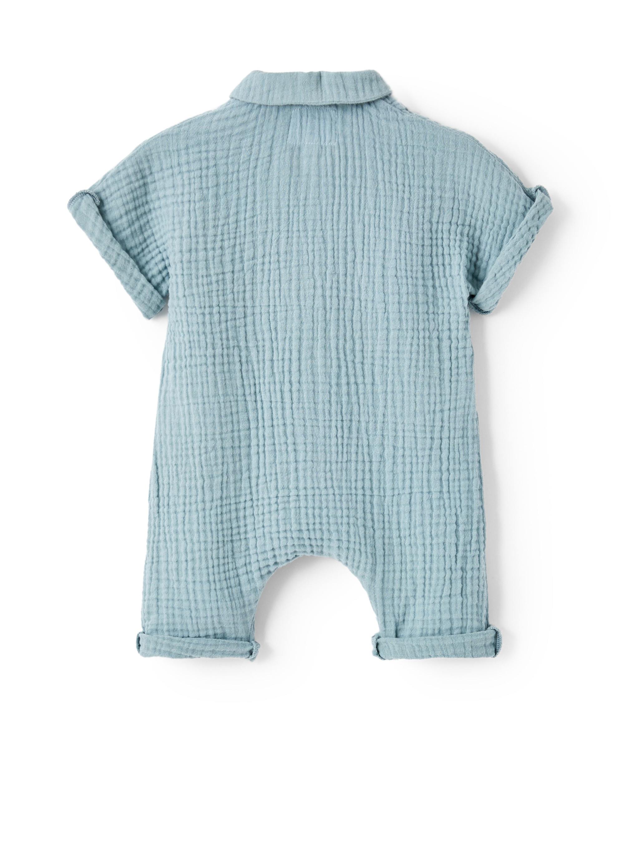 Langer Schlafanzug aus hellblauer Mullfaser - Hellblau | Il Gufo