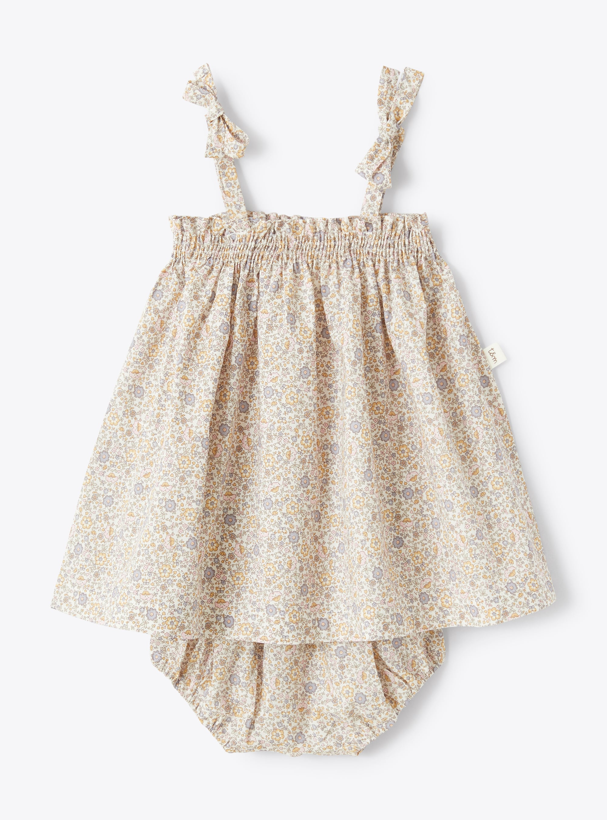 Dress in floral-patterned cotton - Yellow | Il Gufo