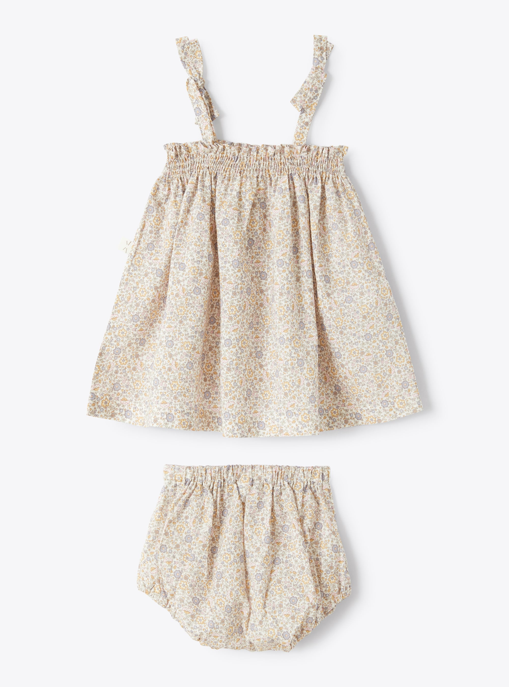 Dress in floral-patterned cotton - Yellow | Il Gufo