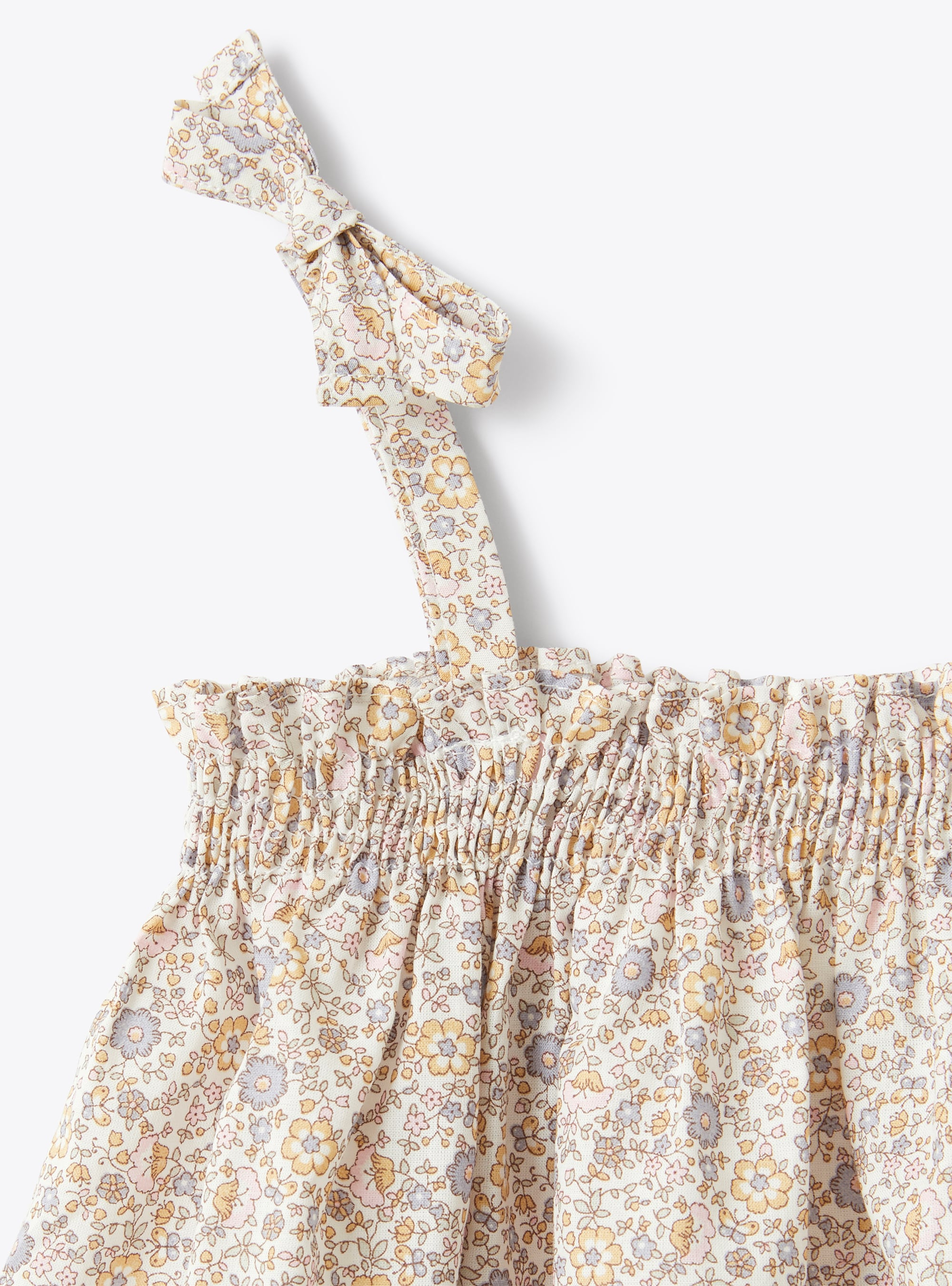 Dress in floral-patterned cotton - Yellow | Il Gufo