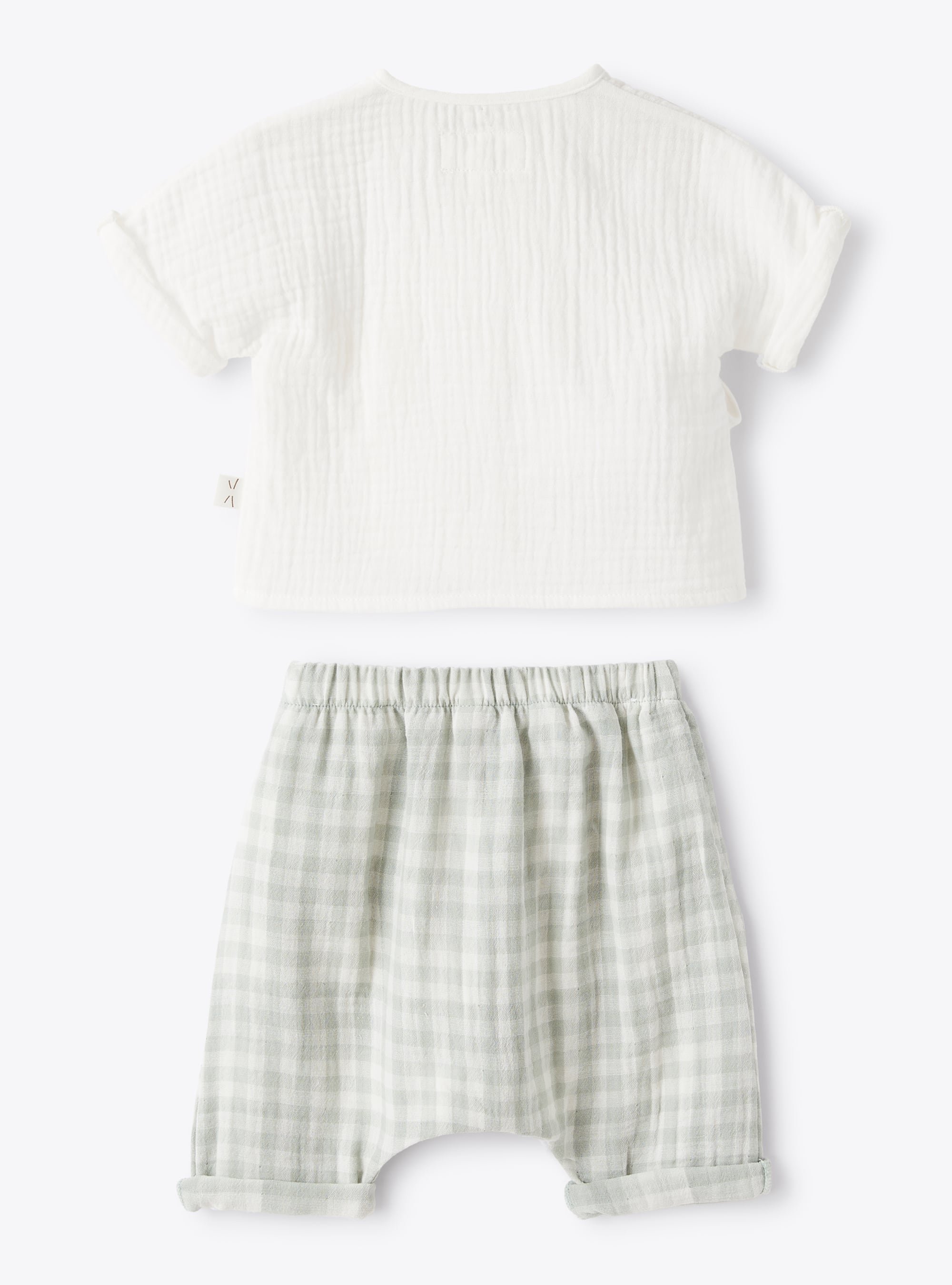 Two-piece set in organic gauze - White | Il Gufo