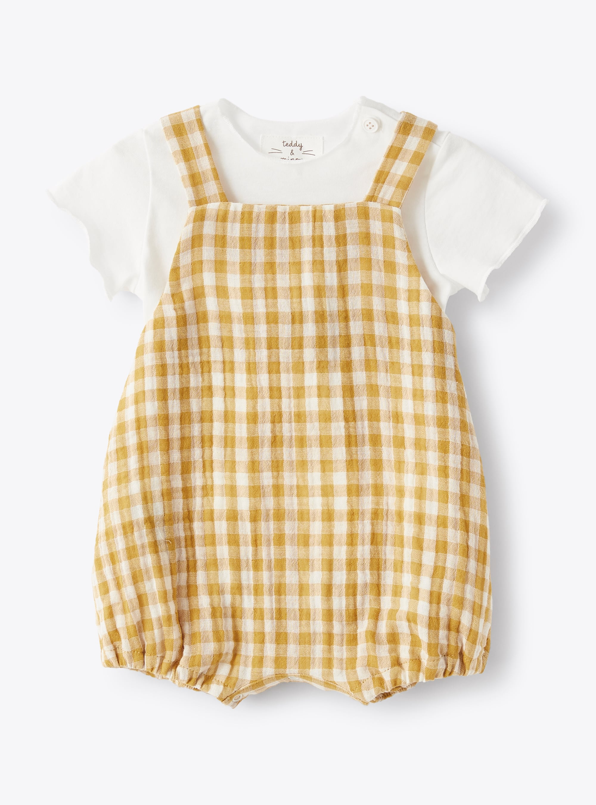 Two-piece set with dungarees - Yellow | Il Gufo