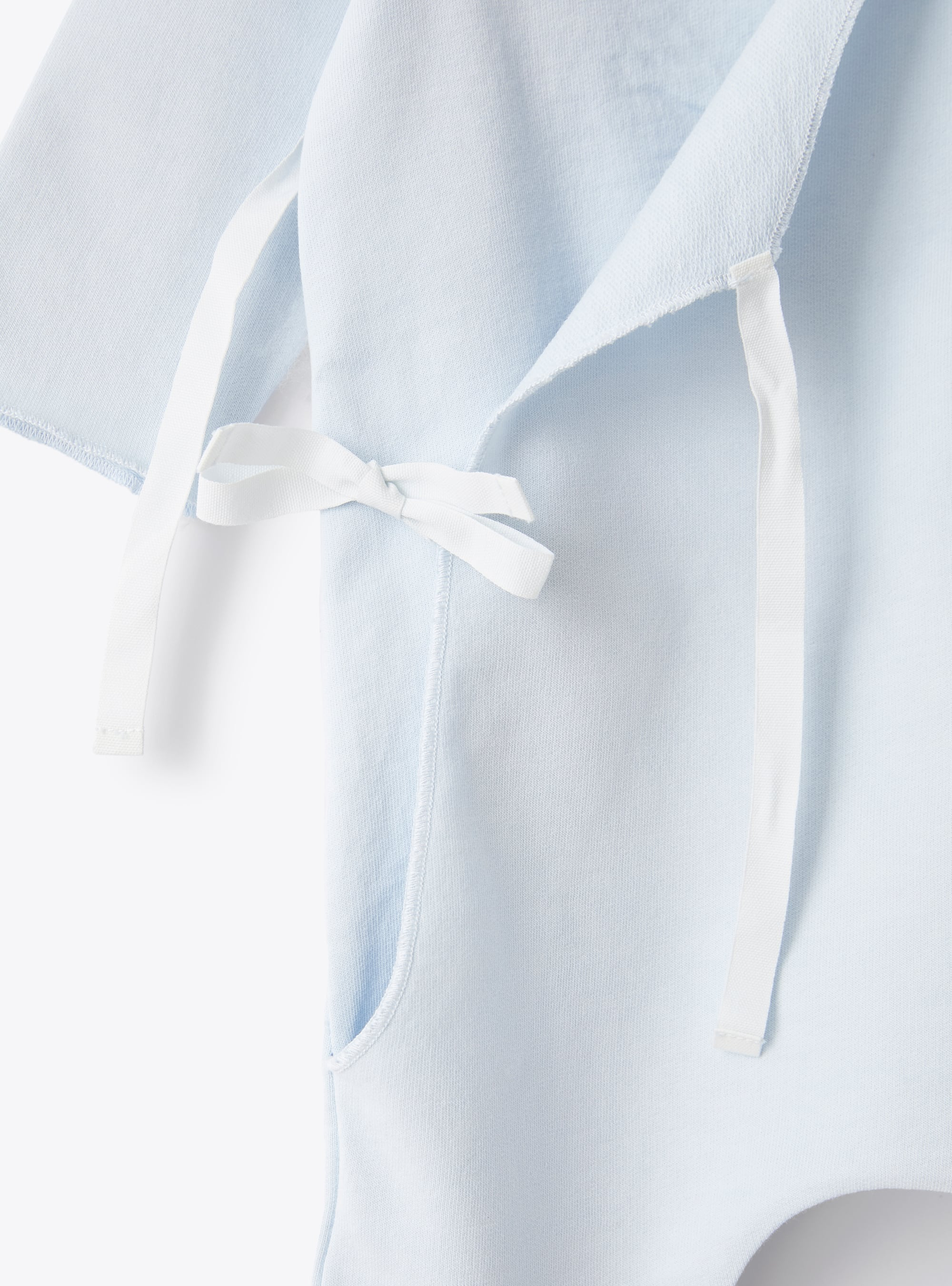 Kimono-style sleepsuit in organic fleece - Light blue | Il Gufo