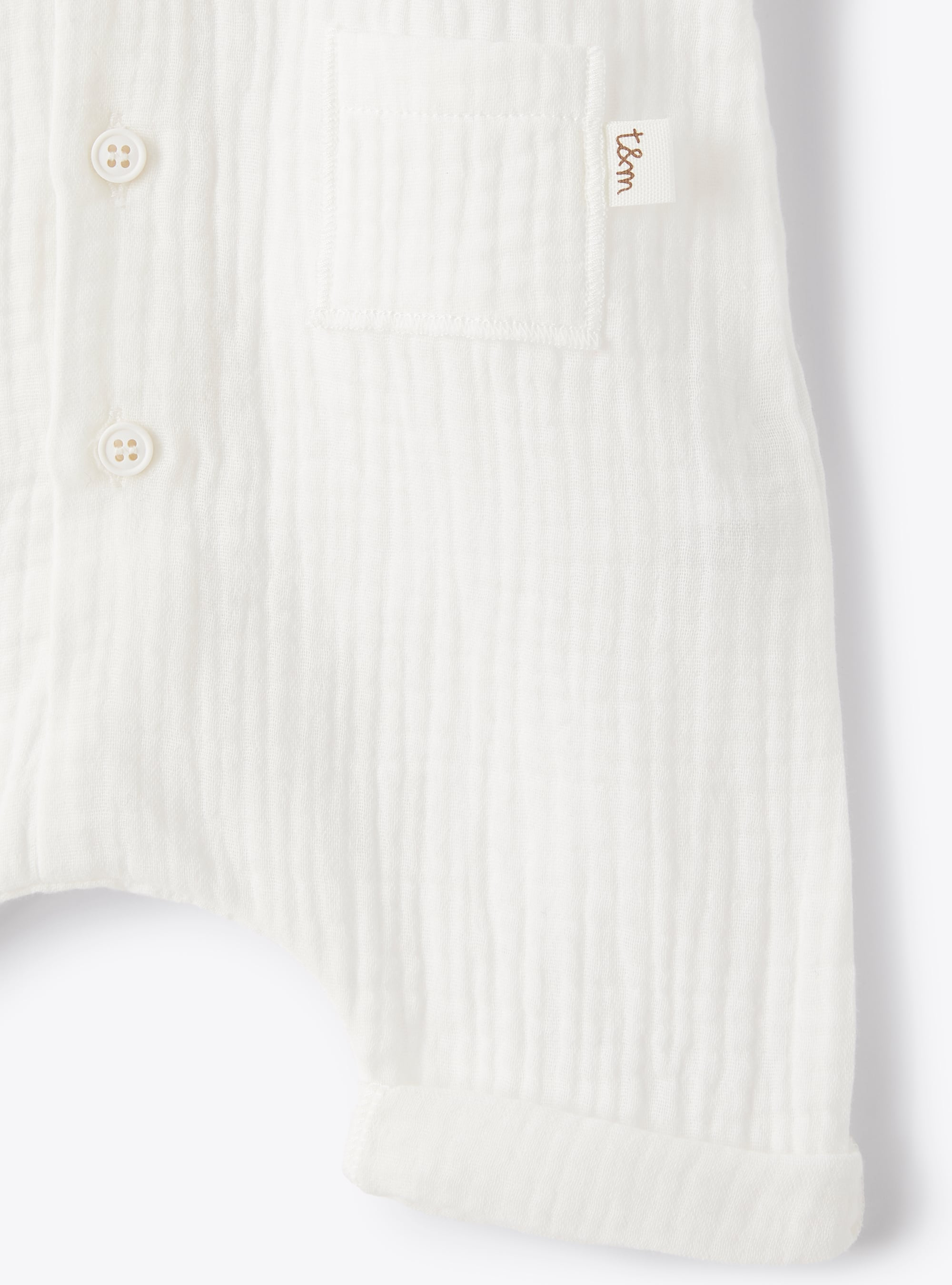 Playsuit in organic cotton gauze - White | Il Gufo