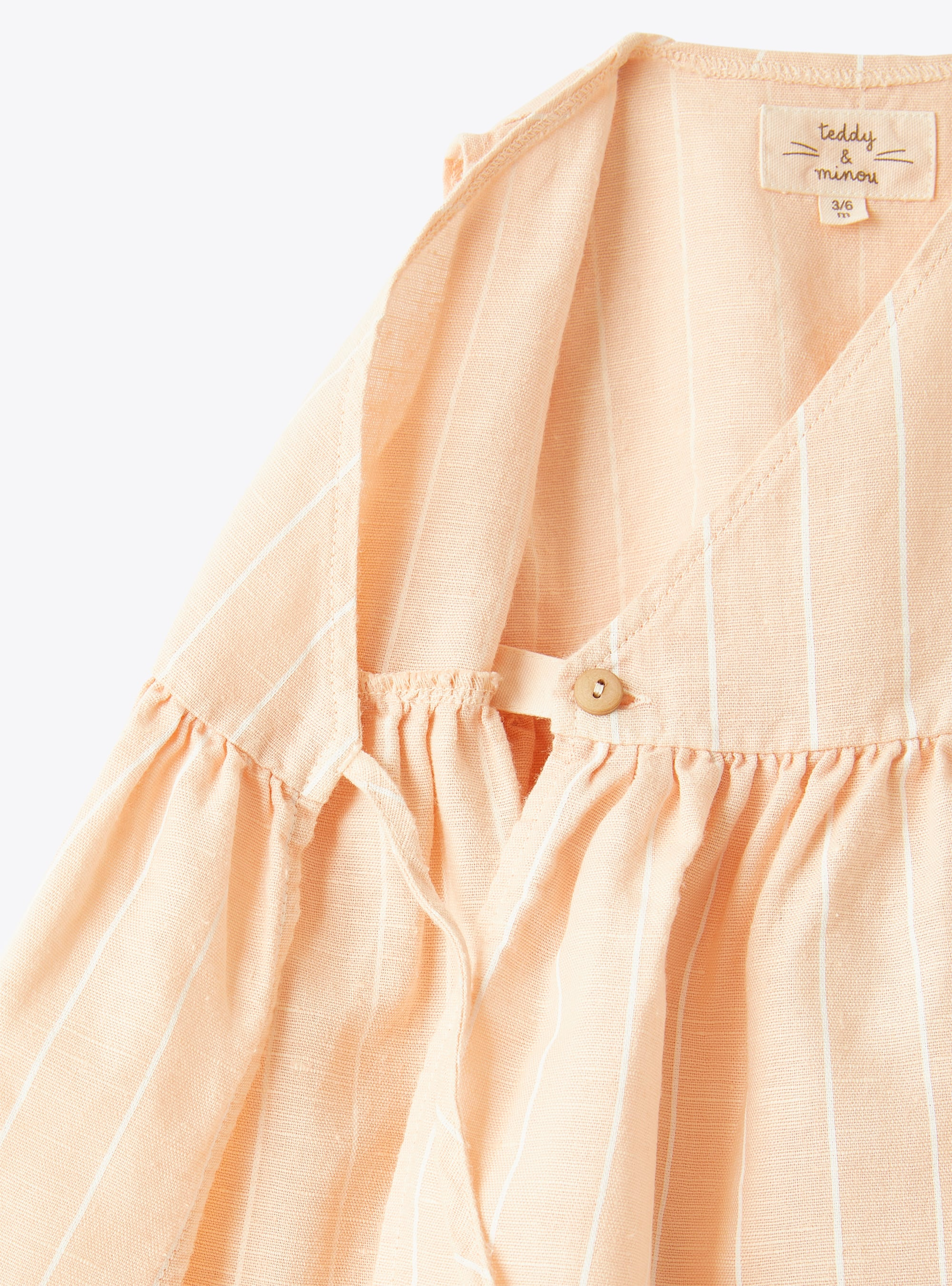 Платье из смесового льна в тонкую полоску - Роза | Il Gufo