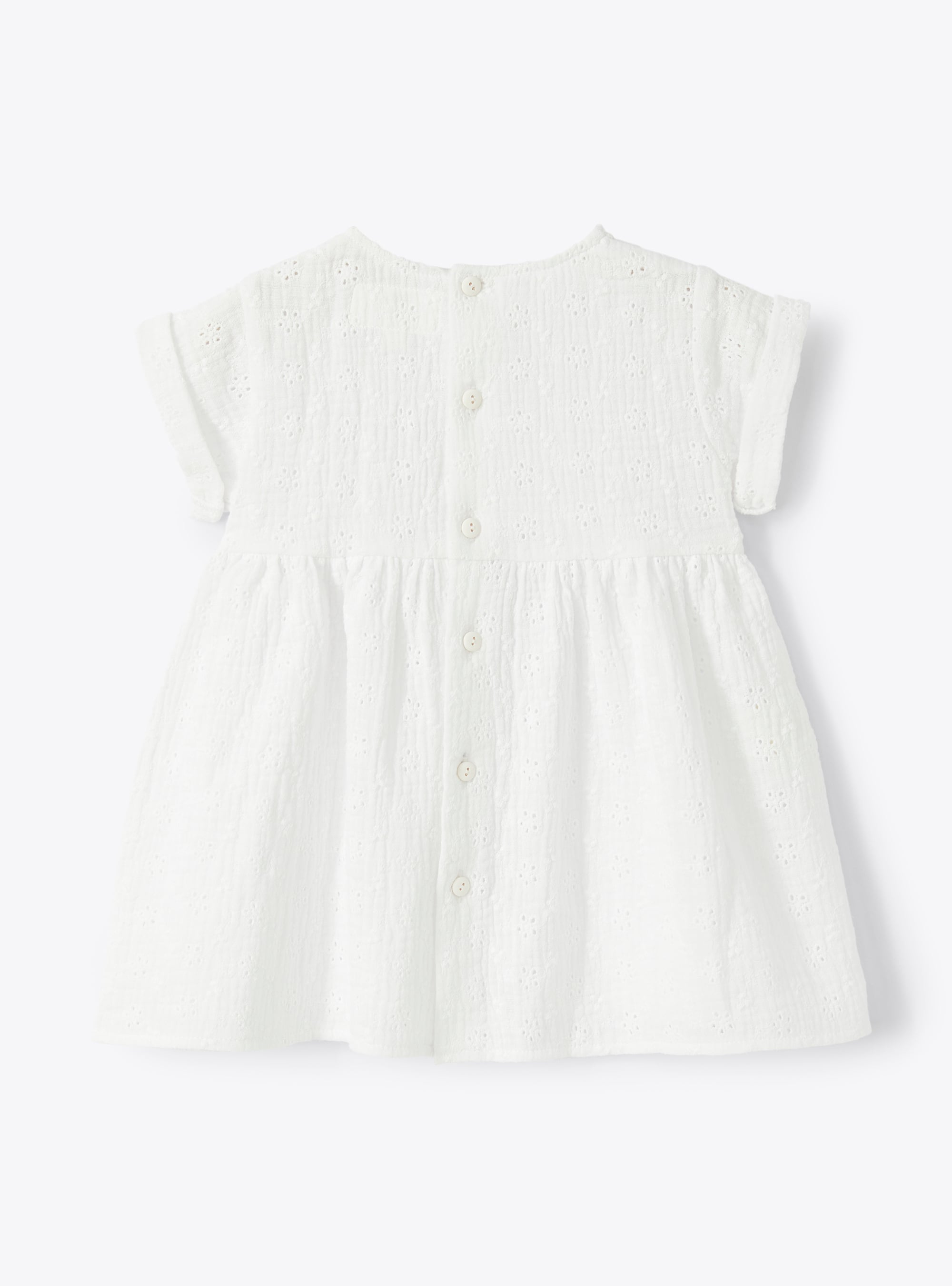 Dress with bloomers in white broderie anglaise - White | Il Gufo