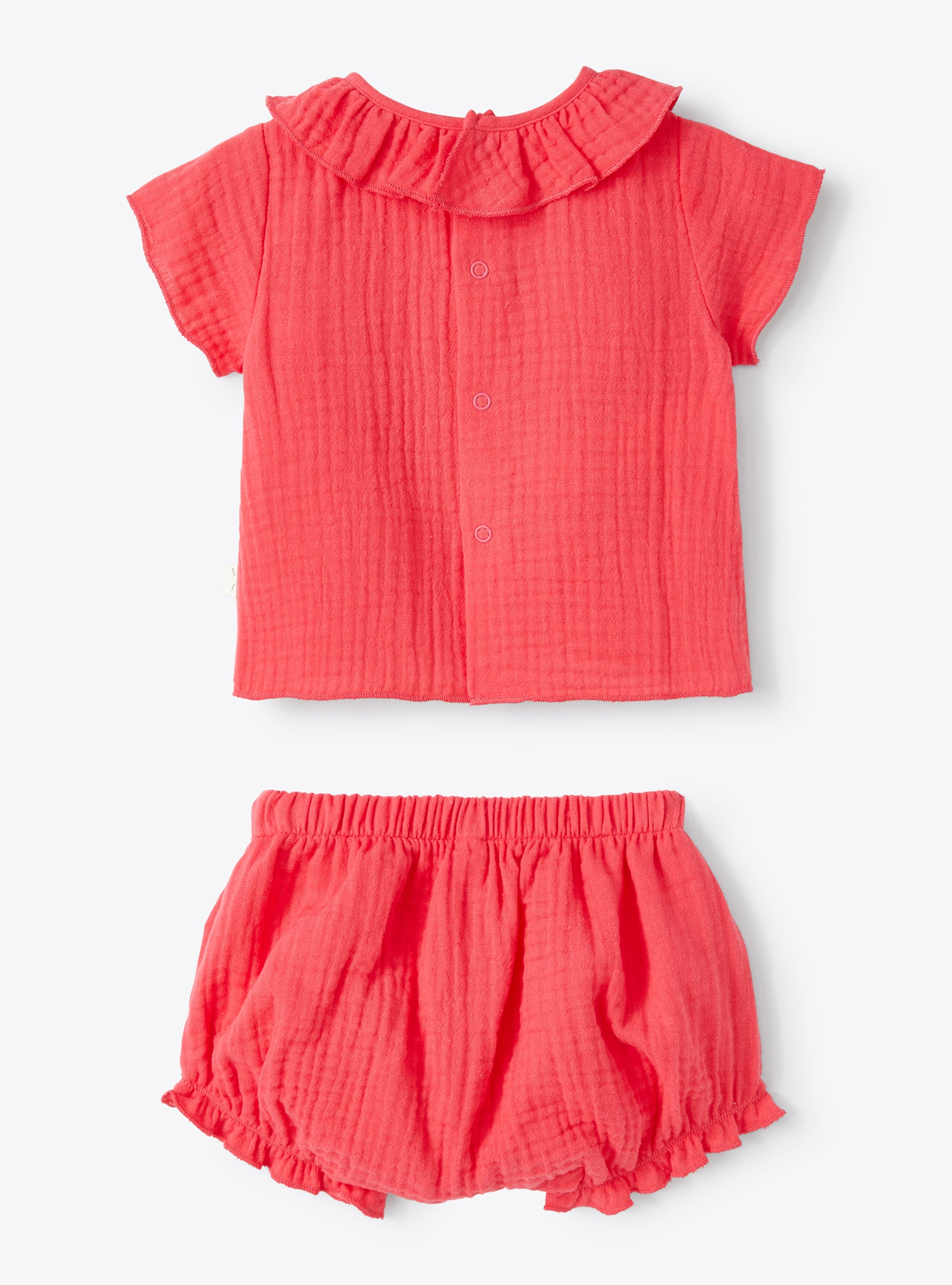 Two-piece set in organic cotton gauze - Red | Il Gufo