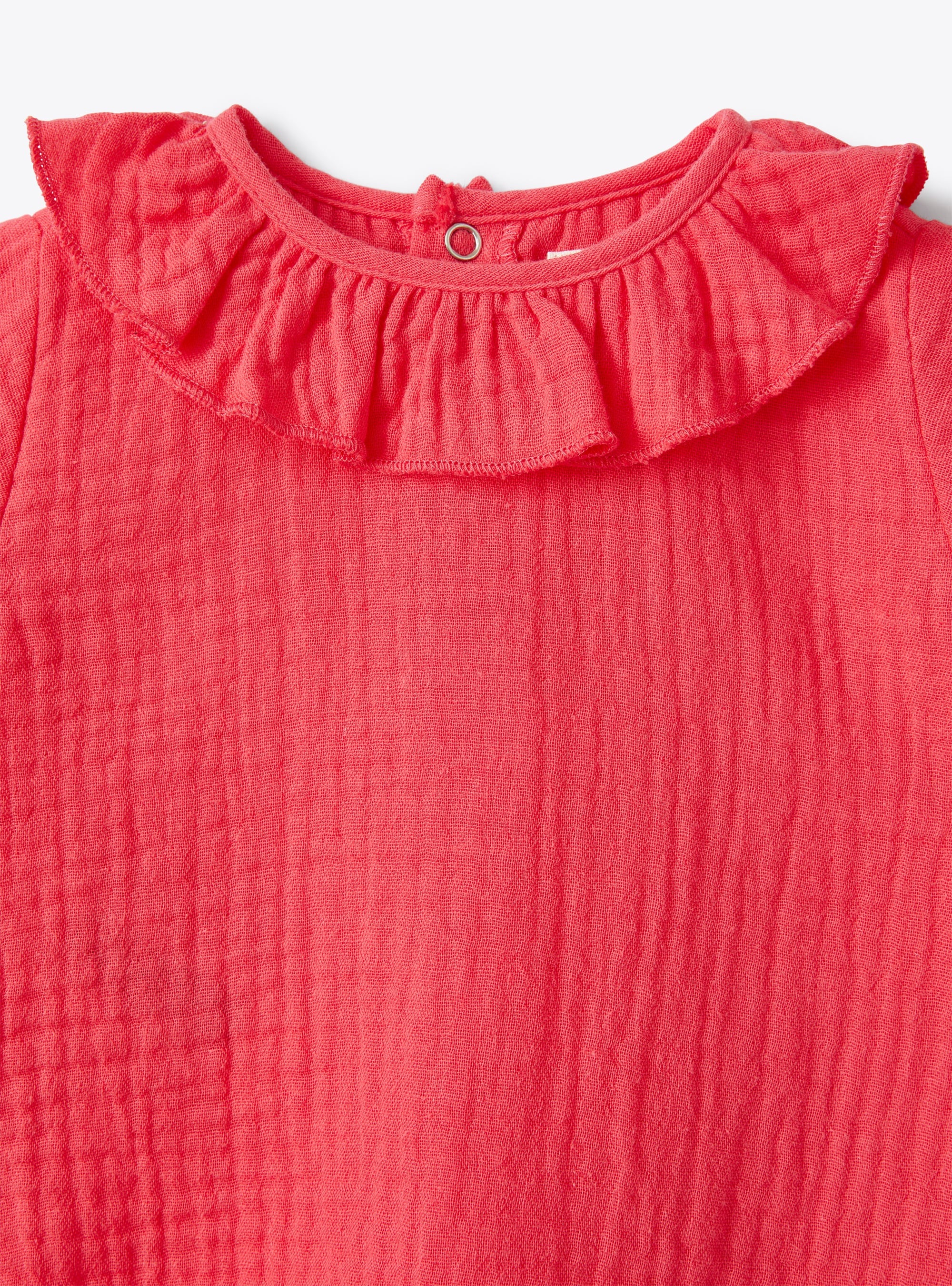Two-piece set in organic cotton gauze - Red | Il Gufo