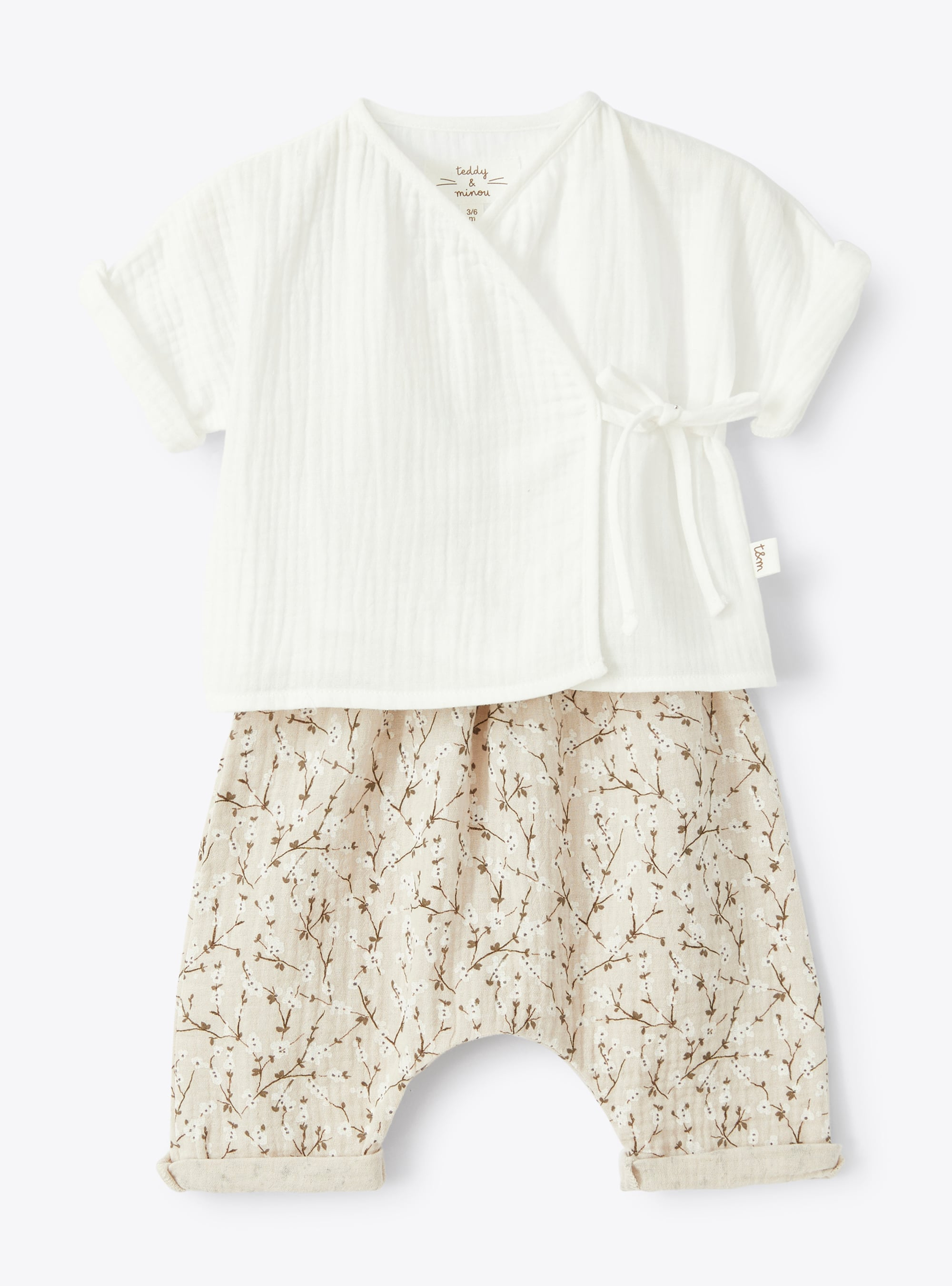 Two-piece set in gauze with floral-patterned trousers - COMPLETO DUE PEZZI - Il Gufo
