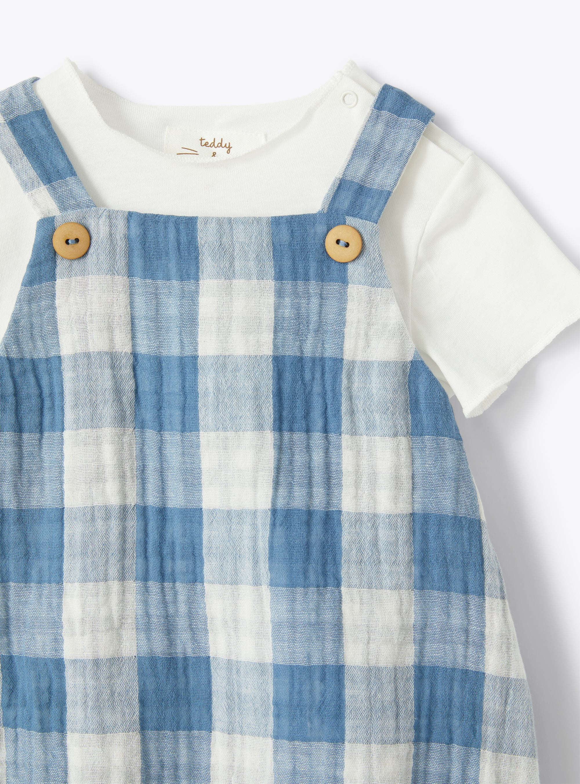 Two-piece set with dungarees - Blue | Il Gufo