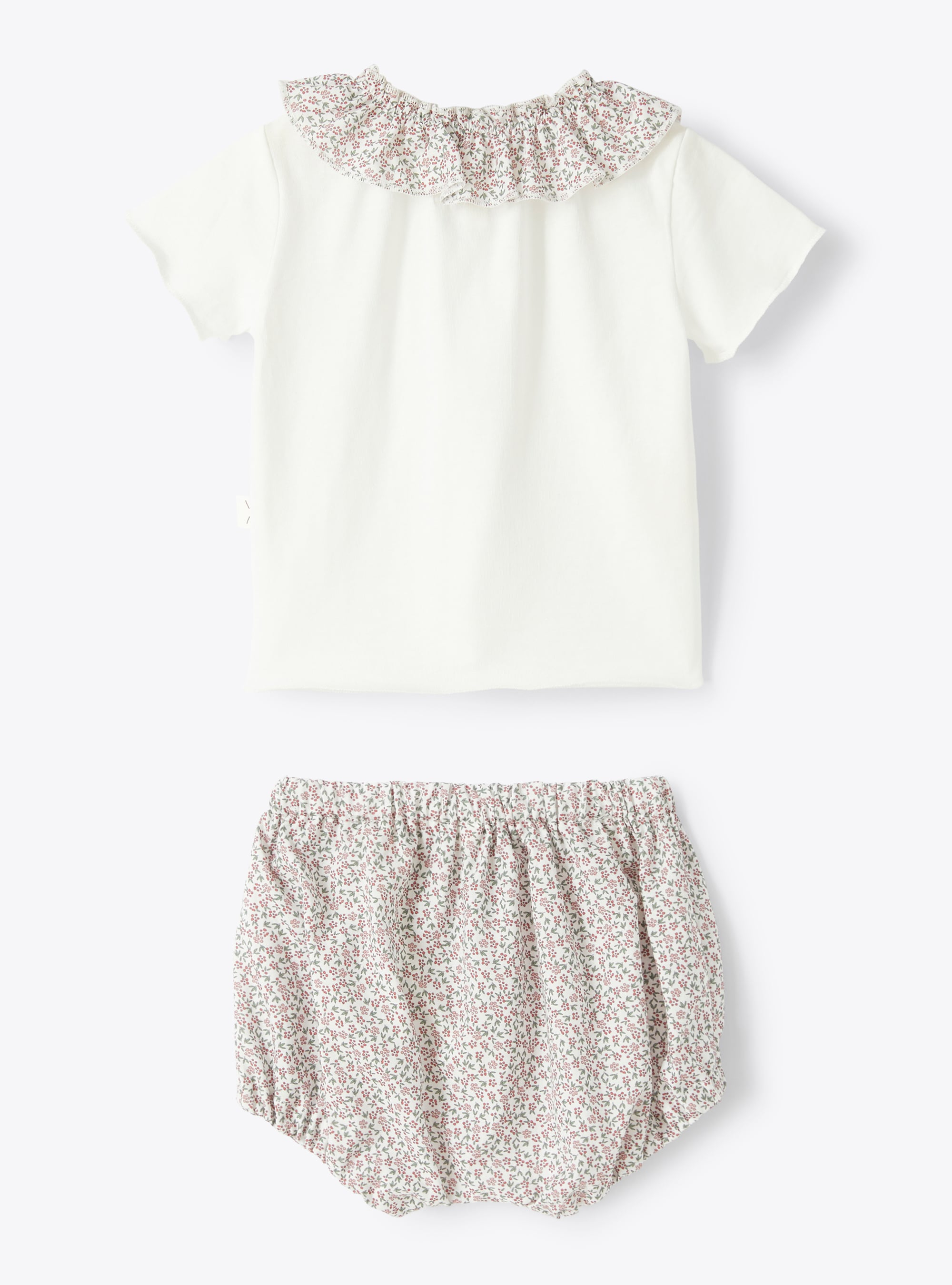 Two-piece set in organic jersey with floral pattern - White | Il Gufo