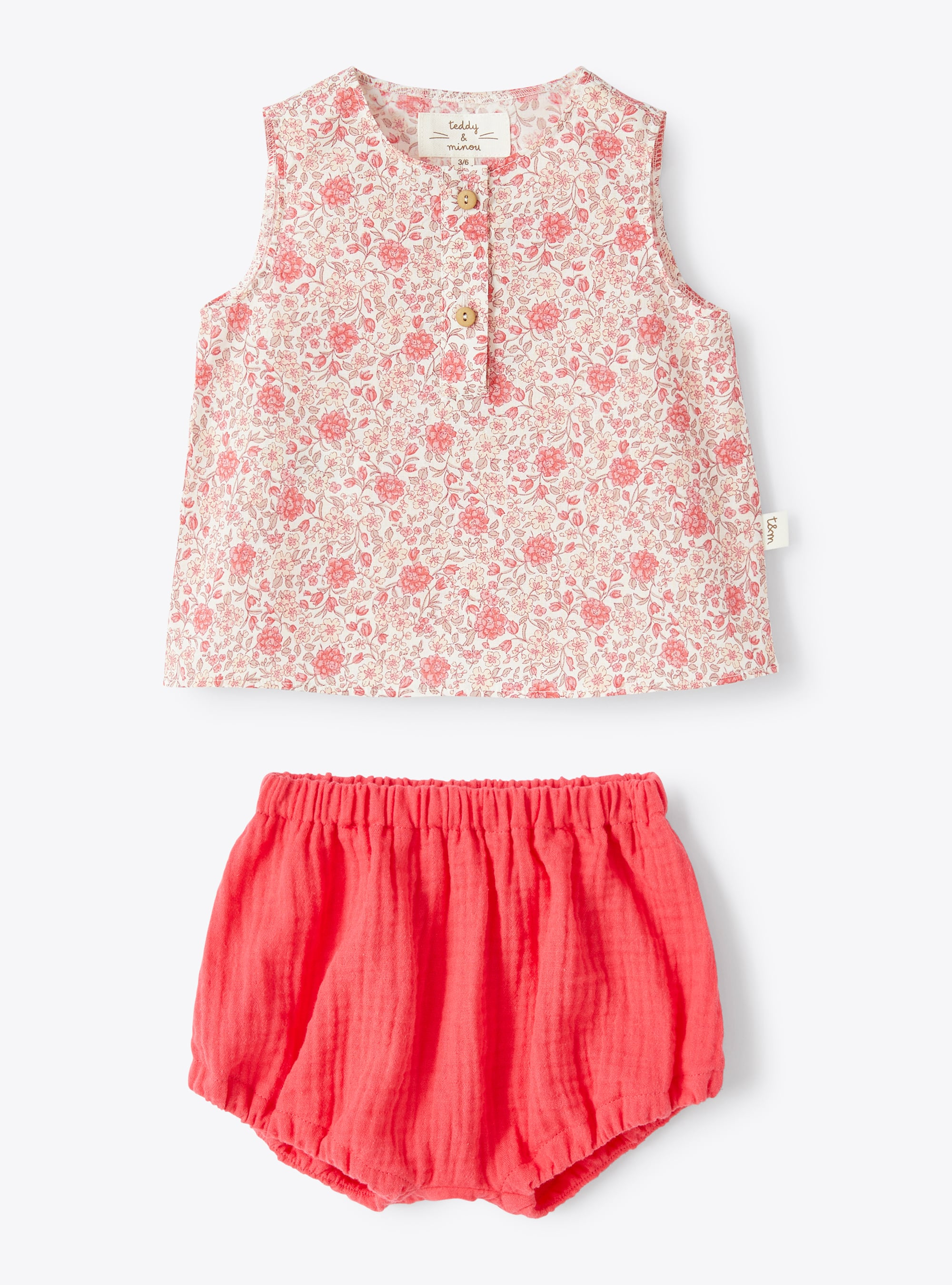 Two-piece set with floral pattern - Red | Il Gufo