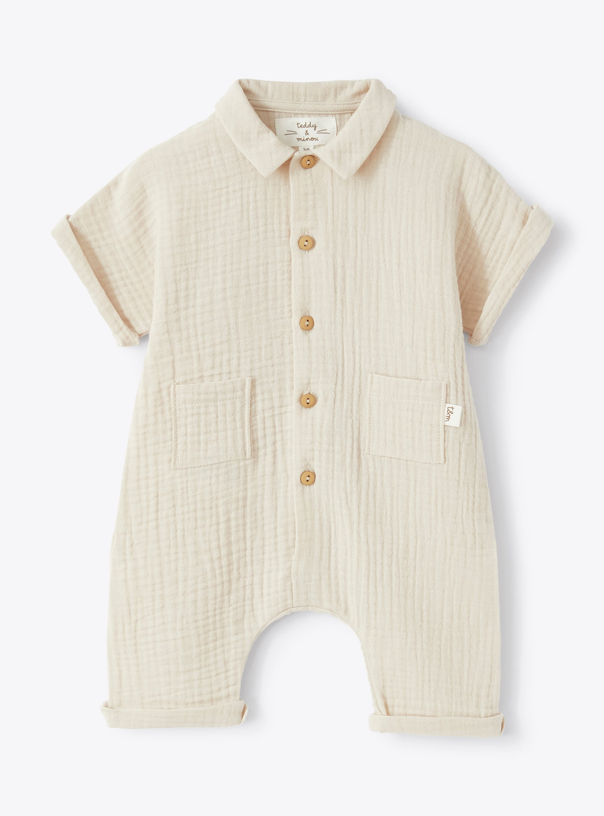 Romper suit in organic cotton gauze - Babygrows - Il Gufo