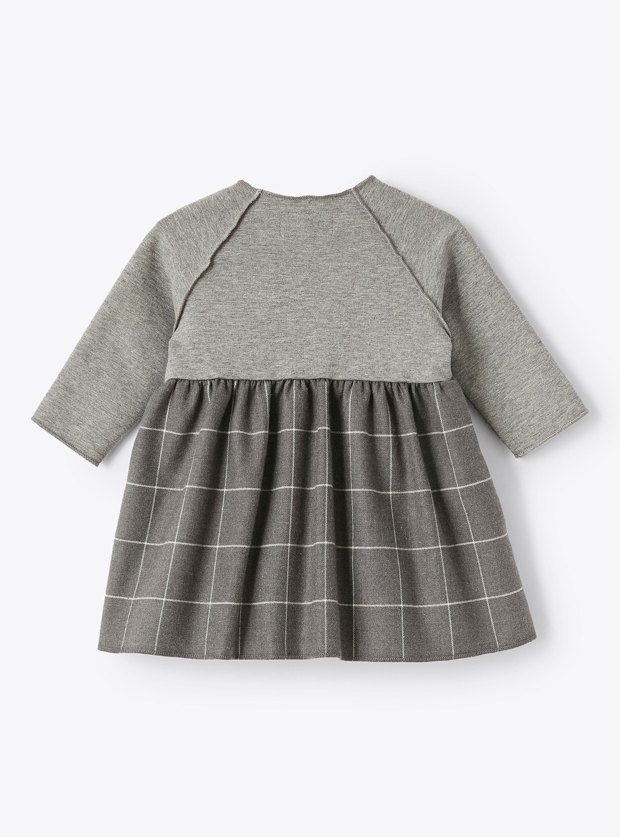 Jersey and check flannel dress - Grey | Il Gufo