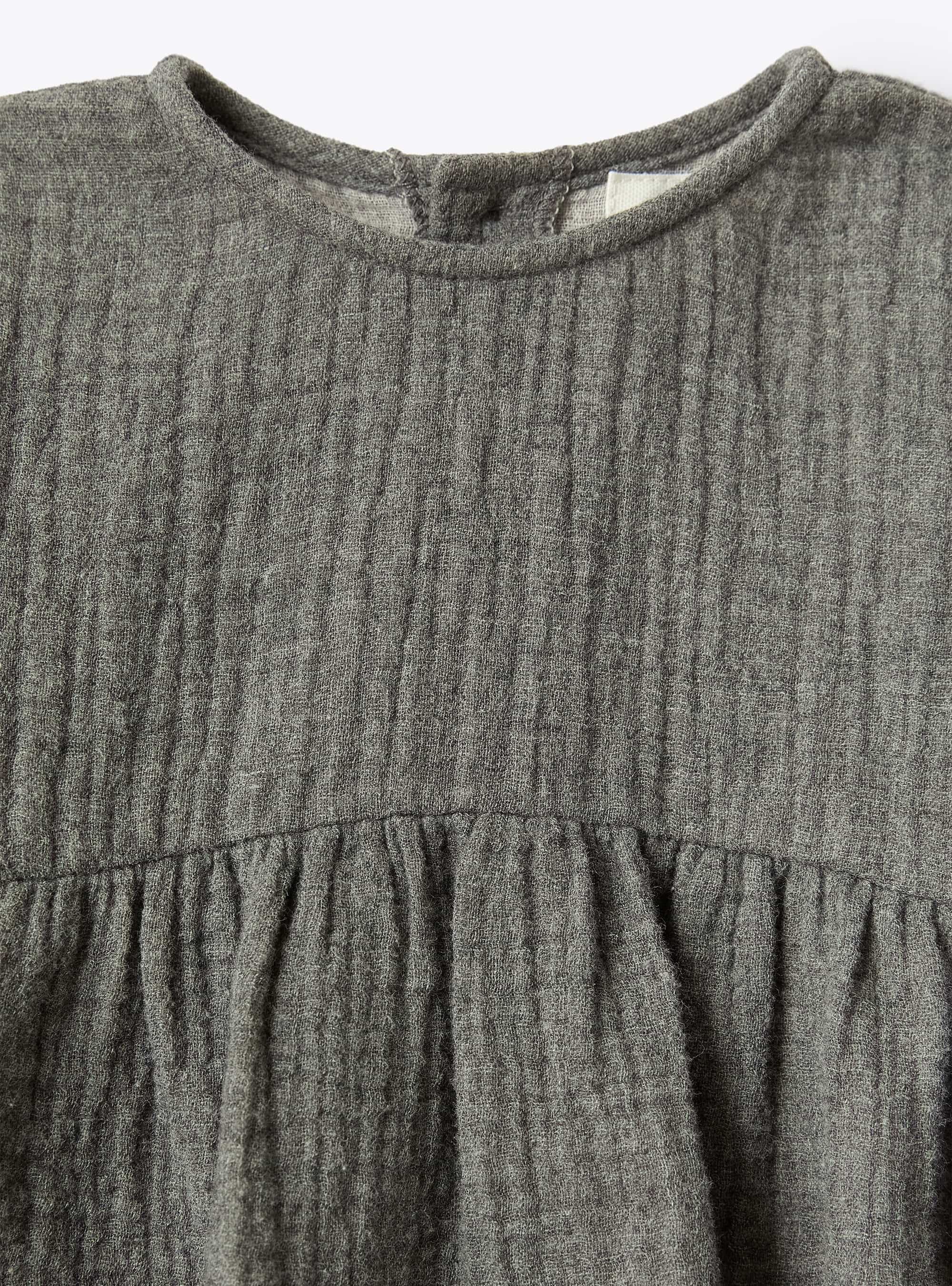 Kleid mit Prägeeffekt aus grauer Gaze - Grau | Il Gufo