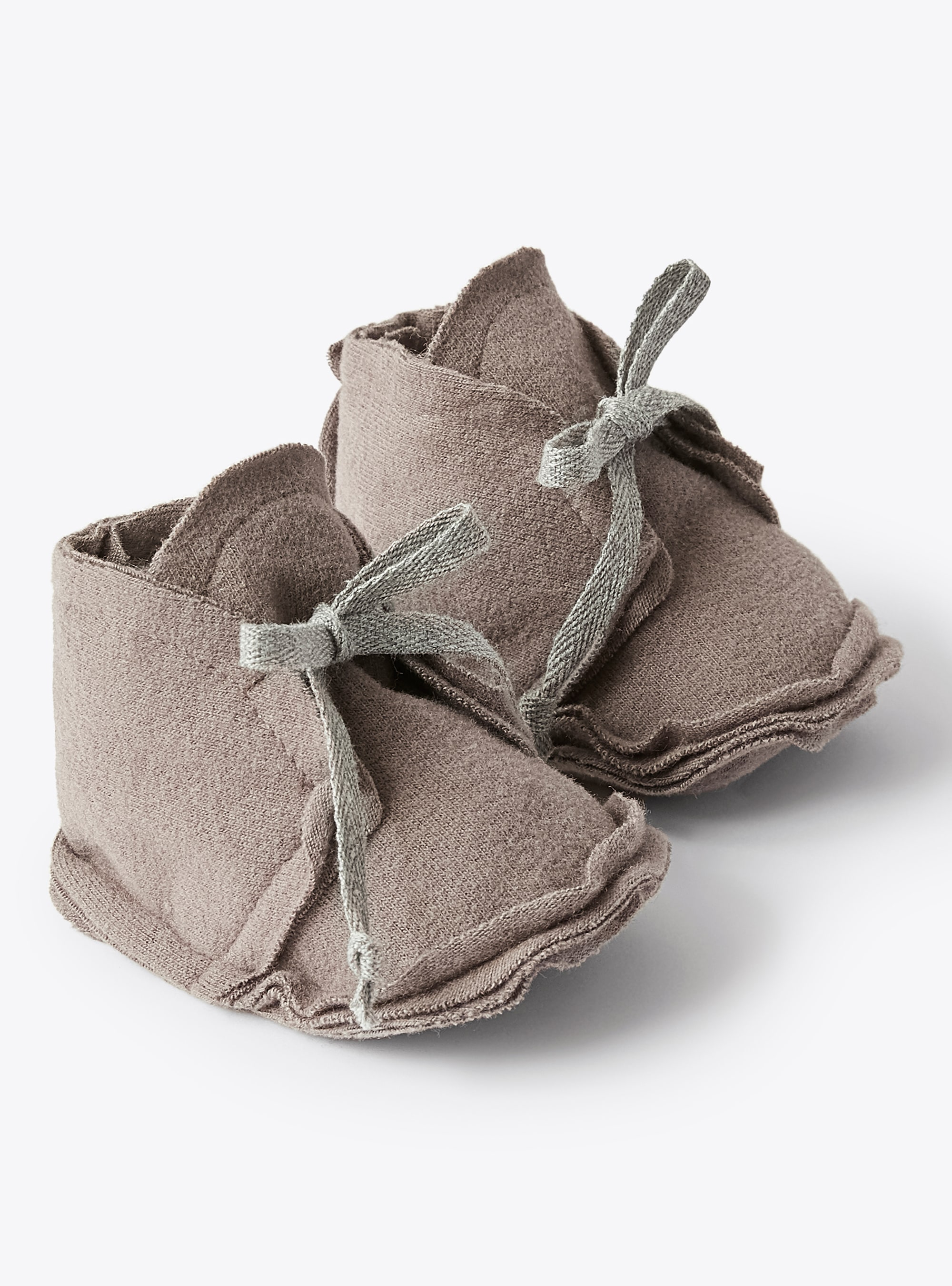 Brown stripe baby hat and booties set - Brown | Il Gufo