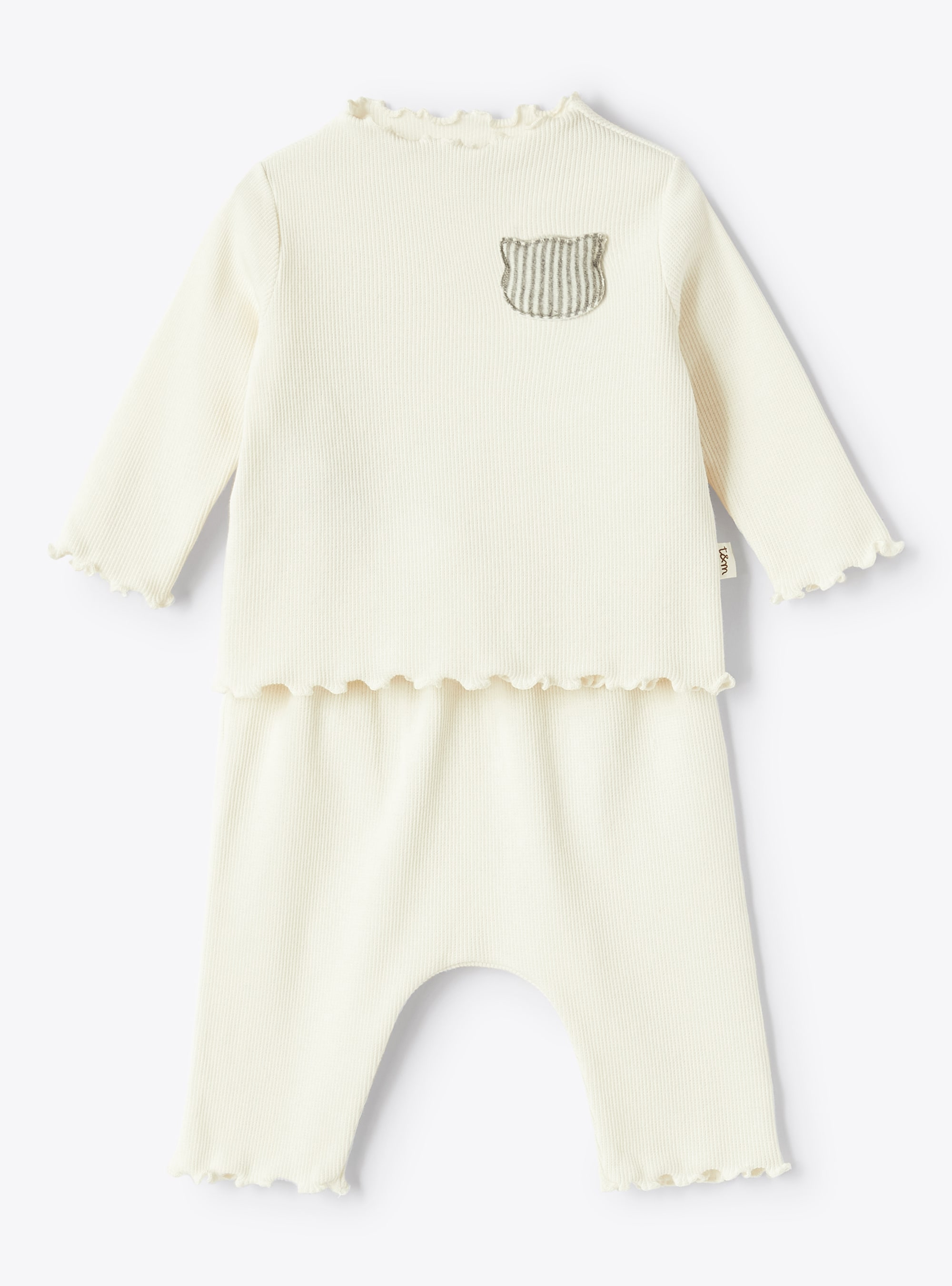 White ribbed cotton outfit - Two-piece sets - Il Gufo