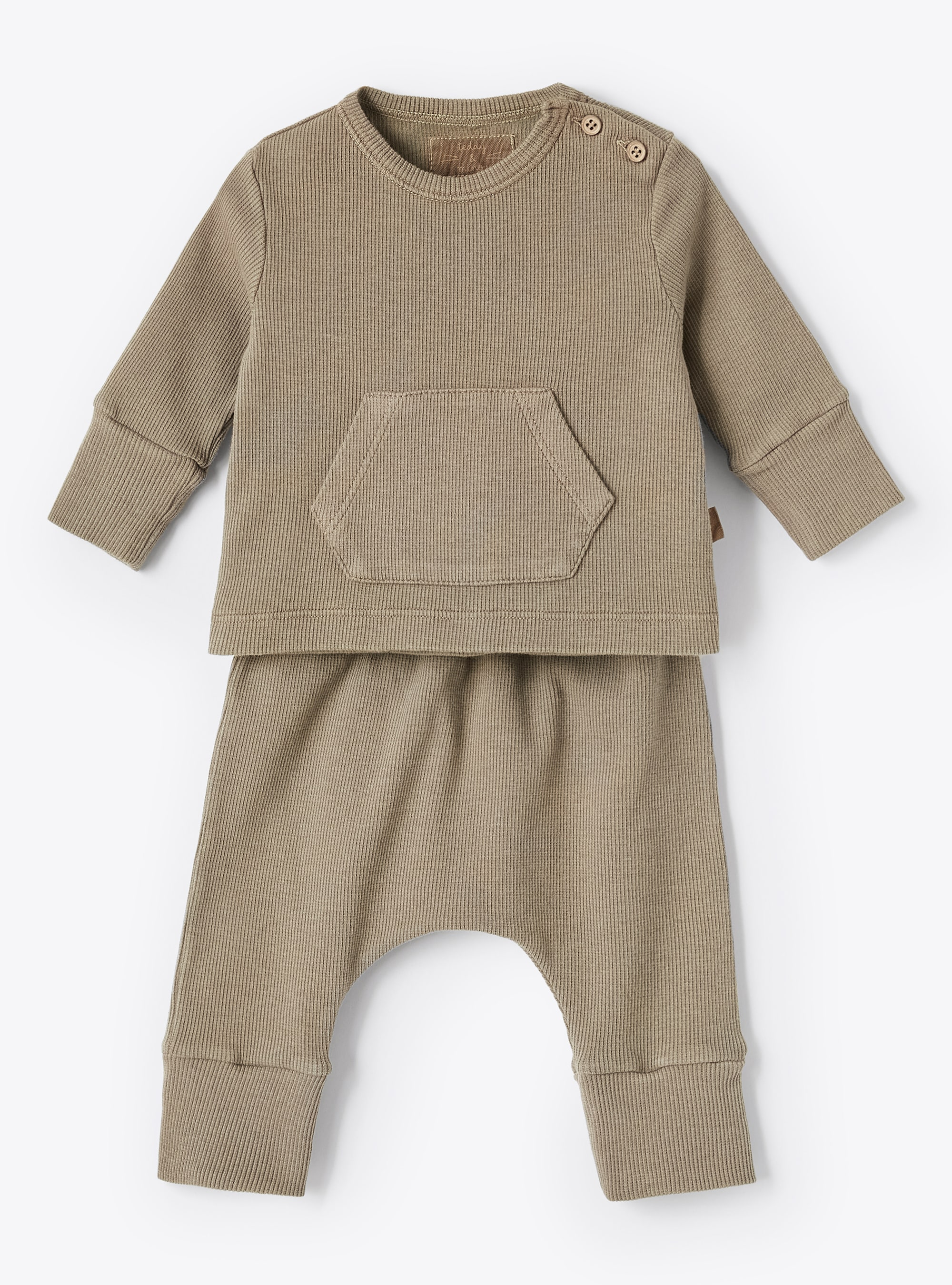 Brown ribbed cotton outfit - Two-piece sets - Il Gufo