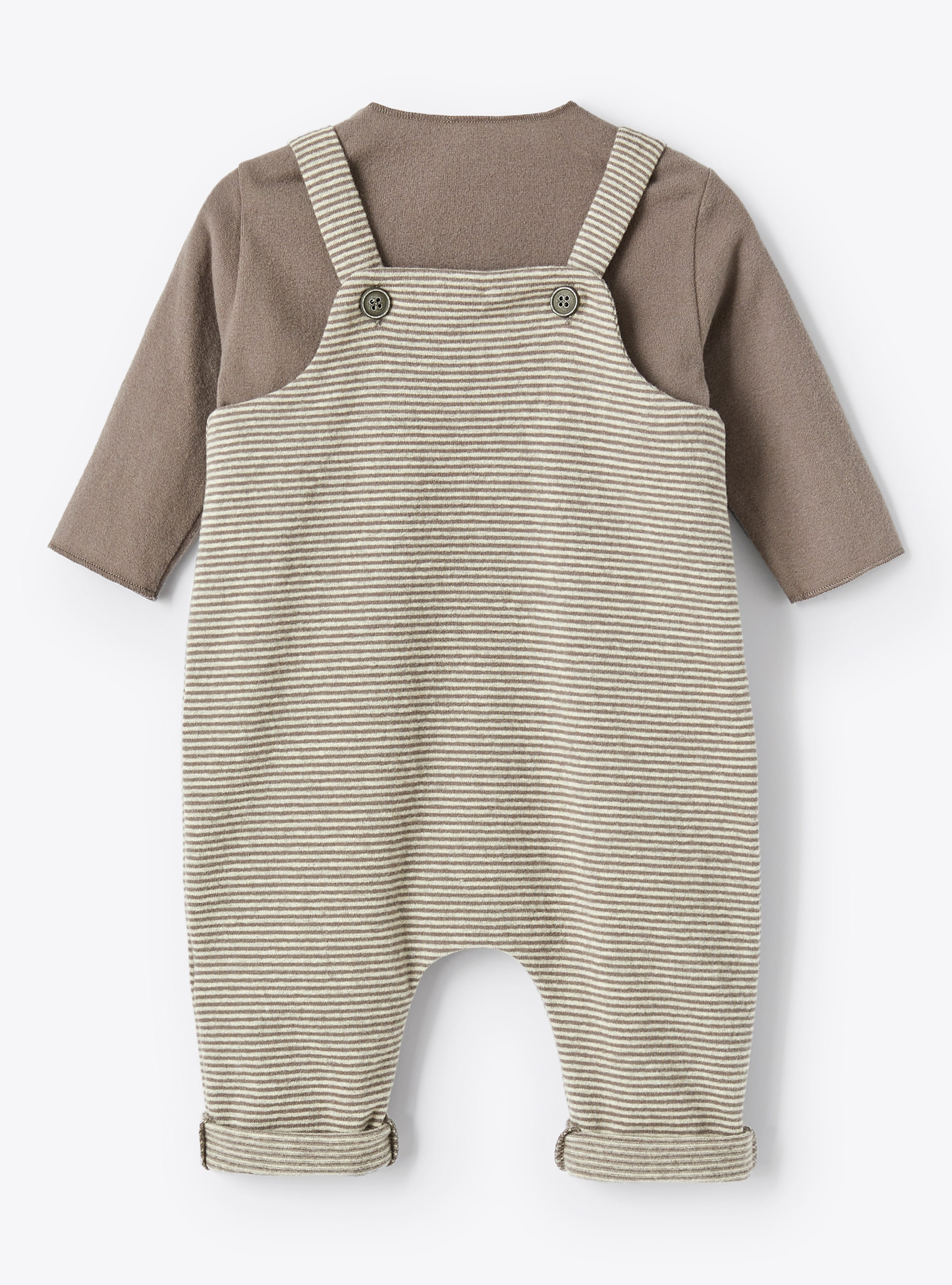 Striped jersey dungaree outfit - Brown | Il Gufo