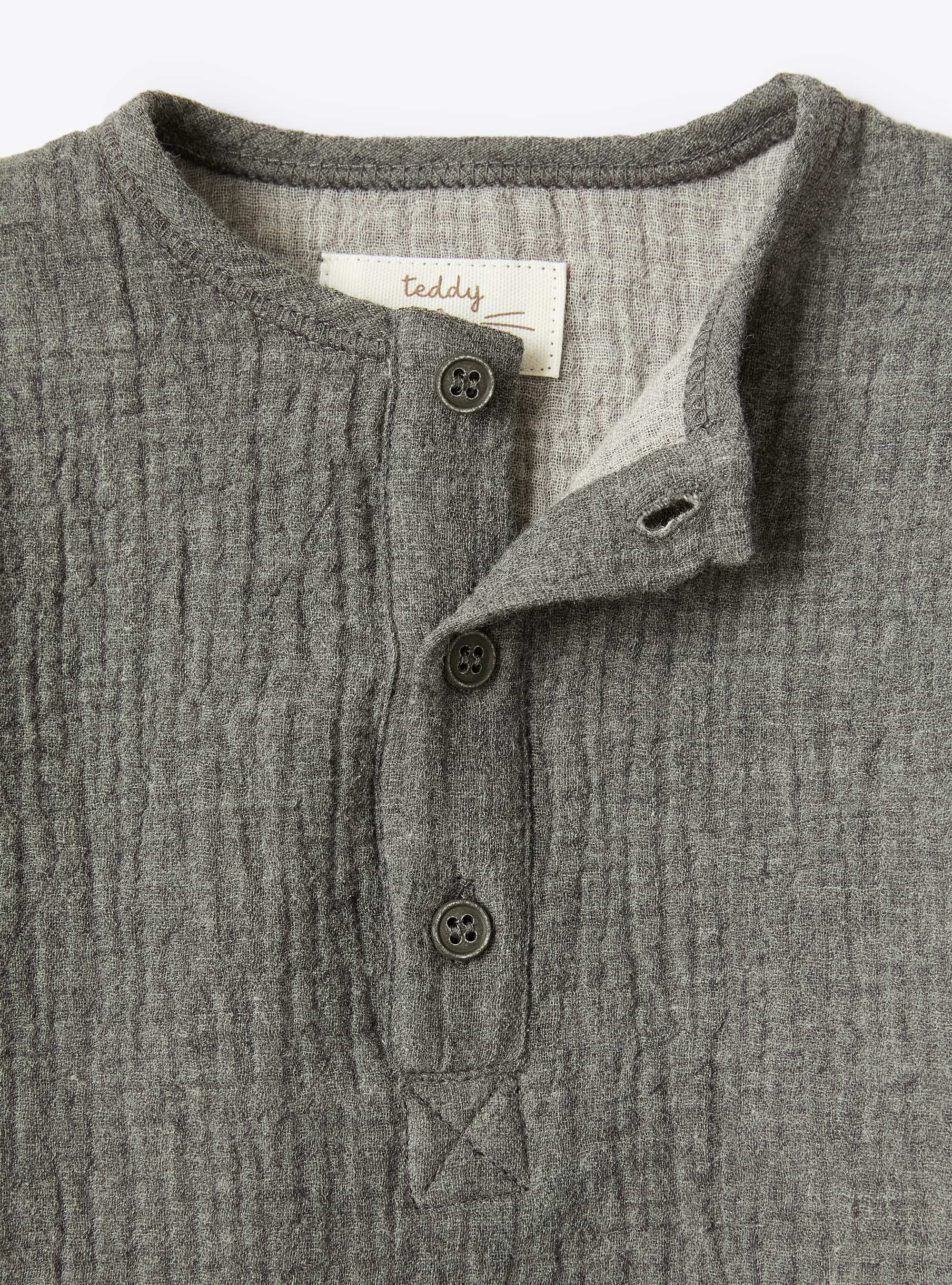 Grey double gauze two-piece set - Grey | Il Gufo