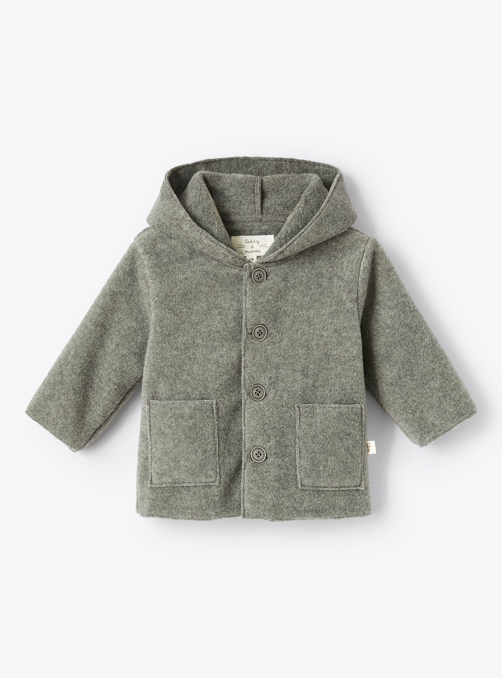 Grey hooded fleece jacket - Grey | Il Gufo