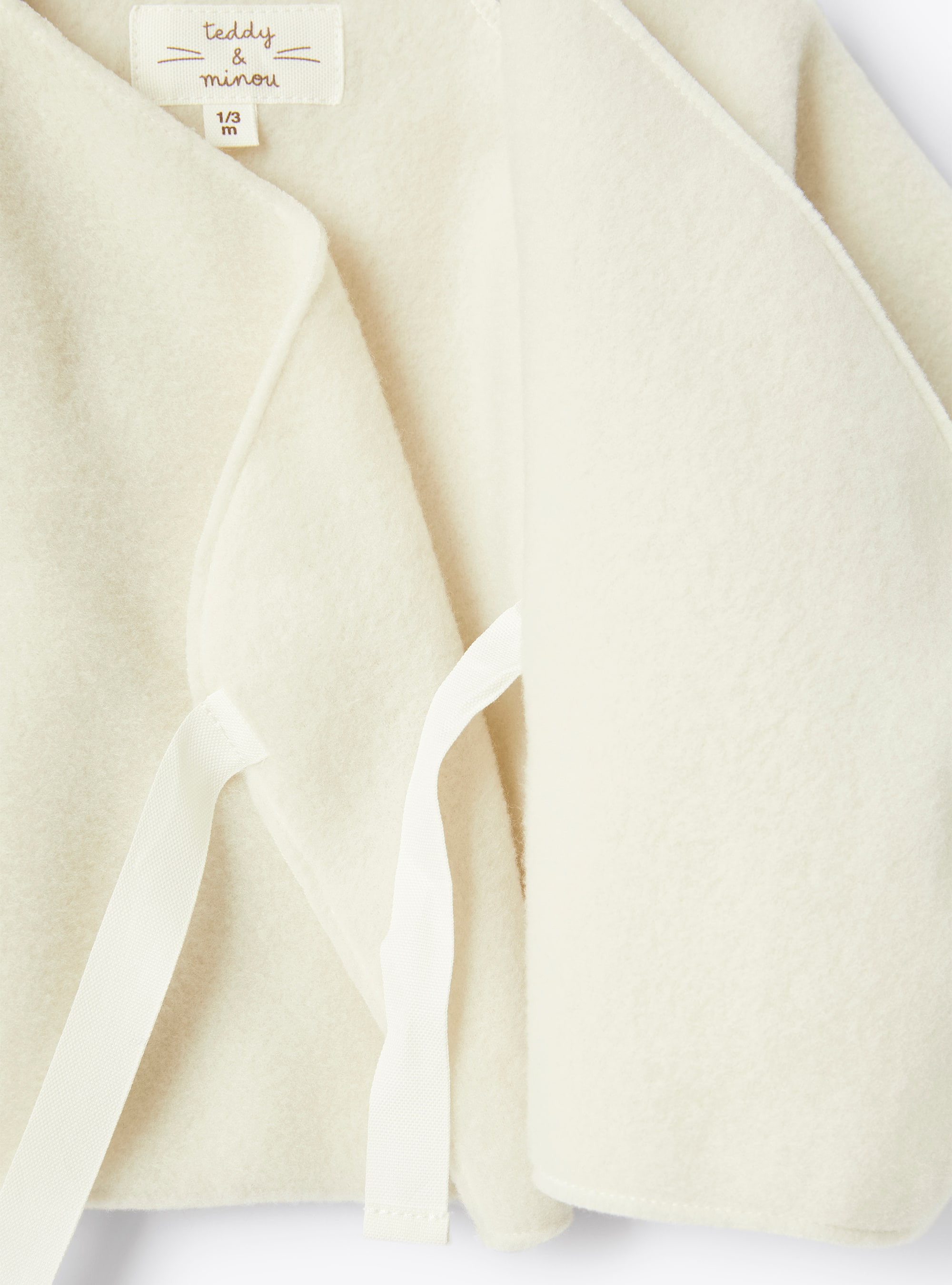 White fleece kimono jacket - Beige | Il Gufo