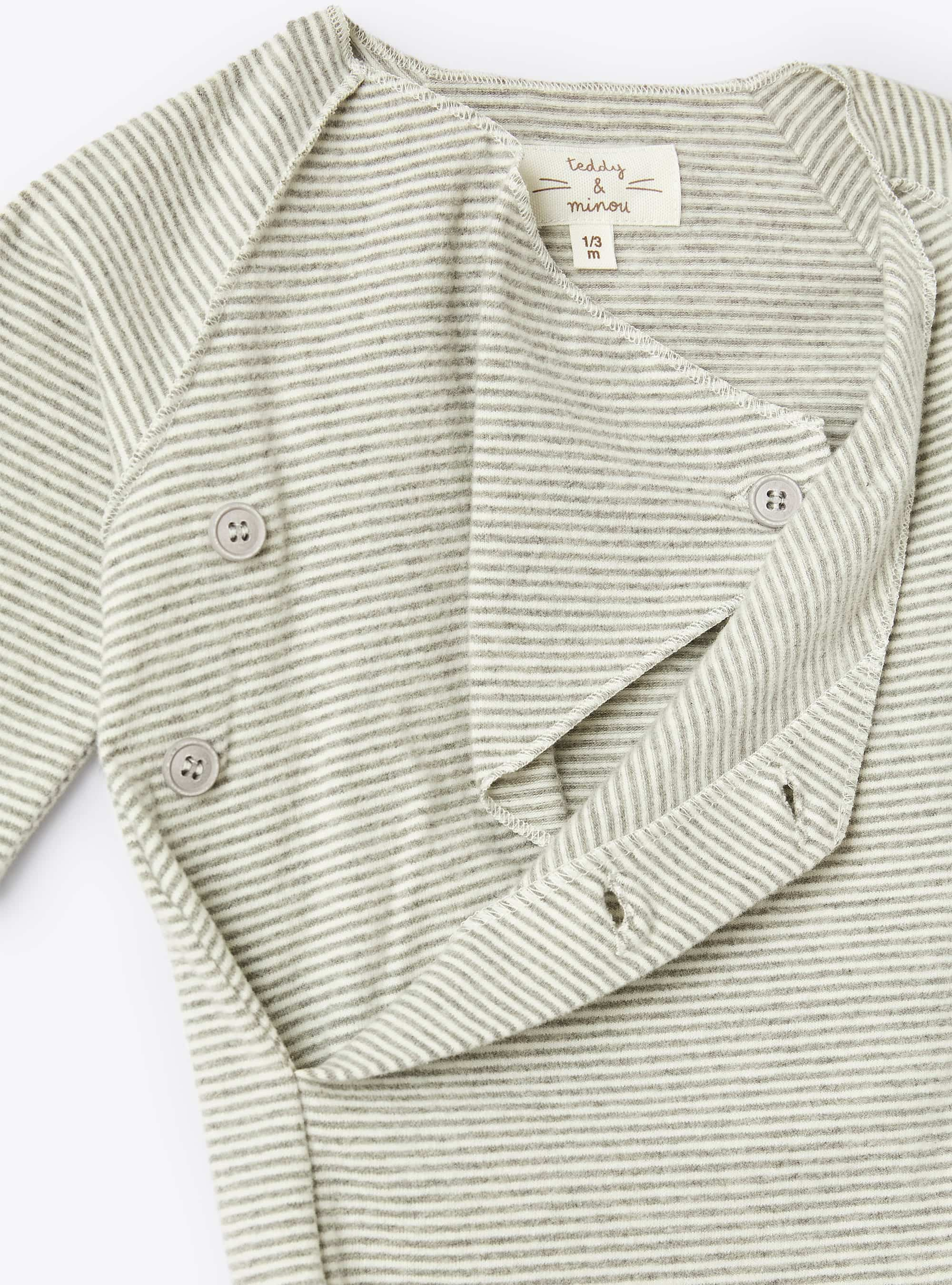 Striped jersey sleeping bag babysuit - White | Il Gufo