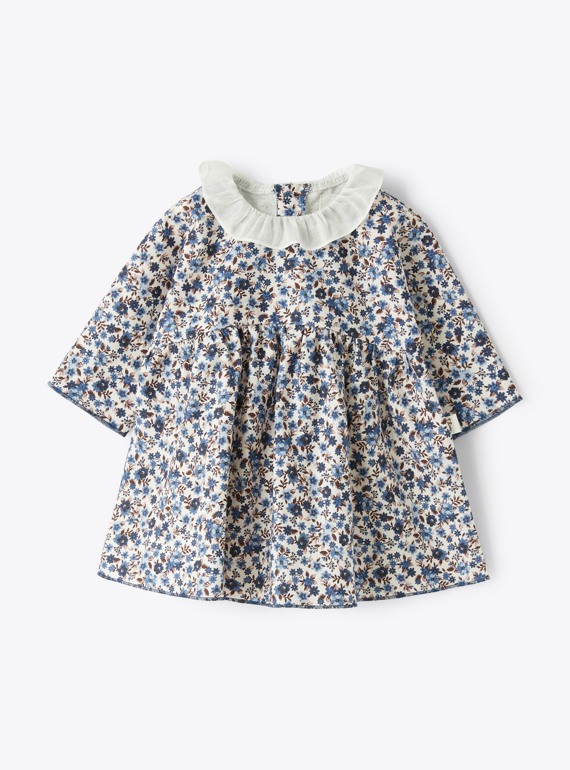 Dress in floral-patterned organic cotton - Blue | Il Gufo