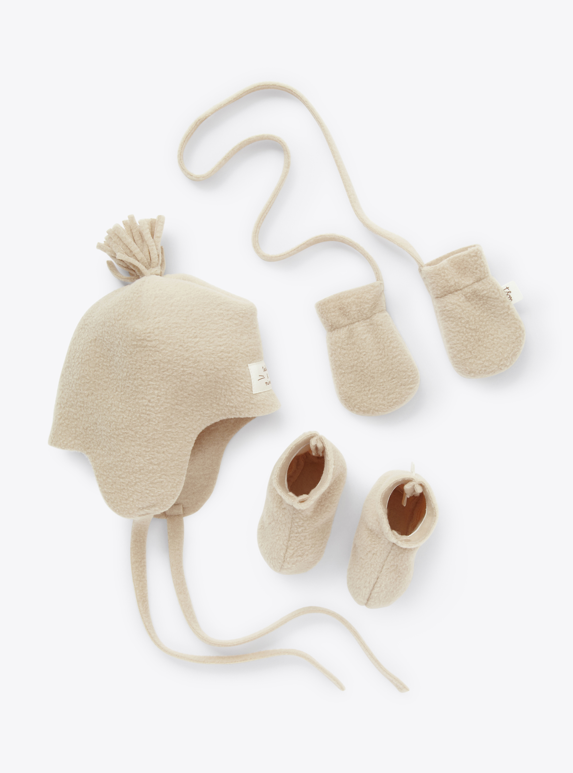 Set di cappello, scarpine e guanti in pile - Accessori - Il Gufo